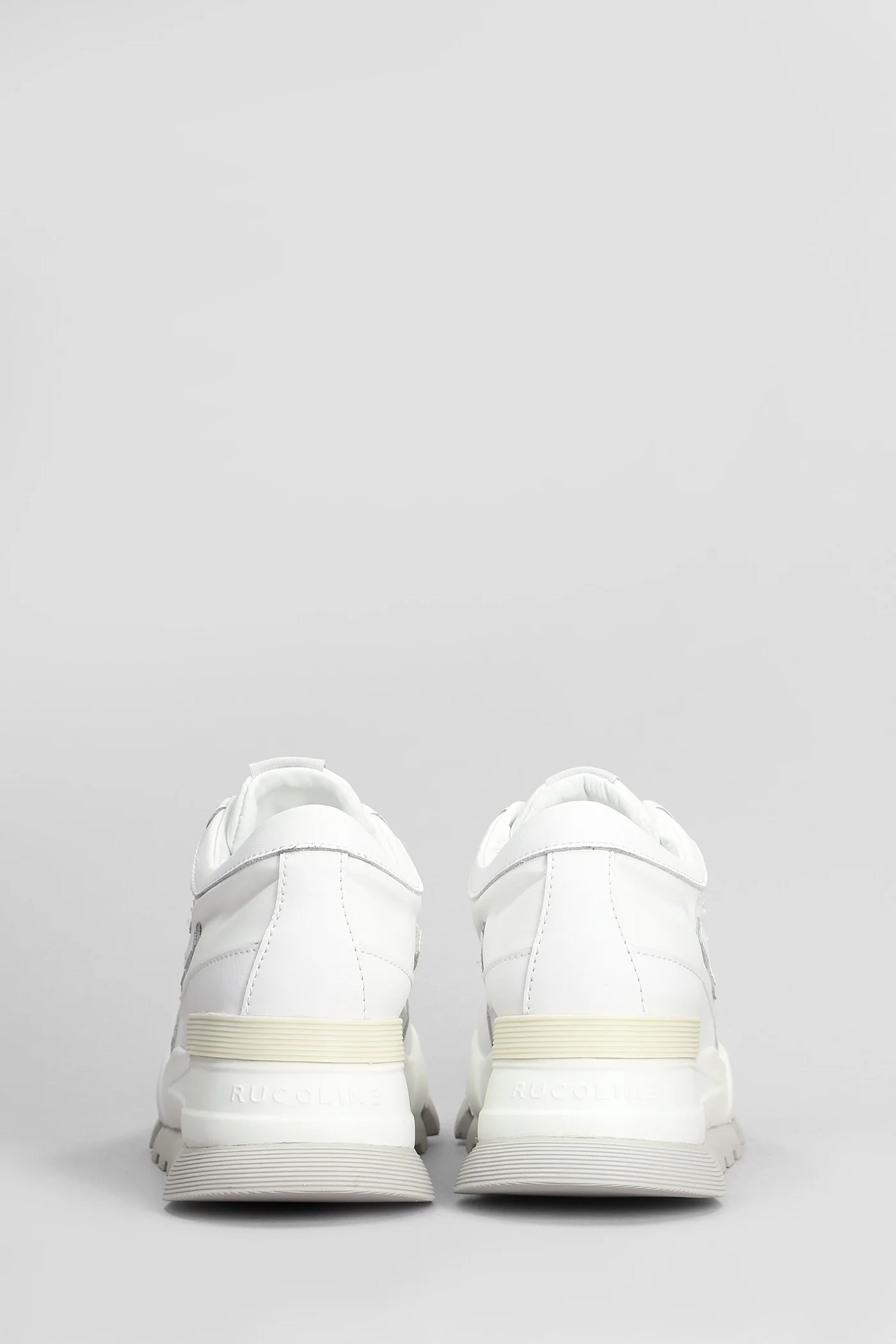 Aki Sneakers in white leather and fabric - Image 4