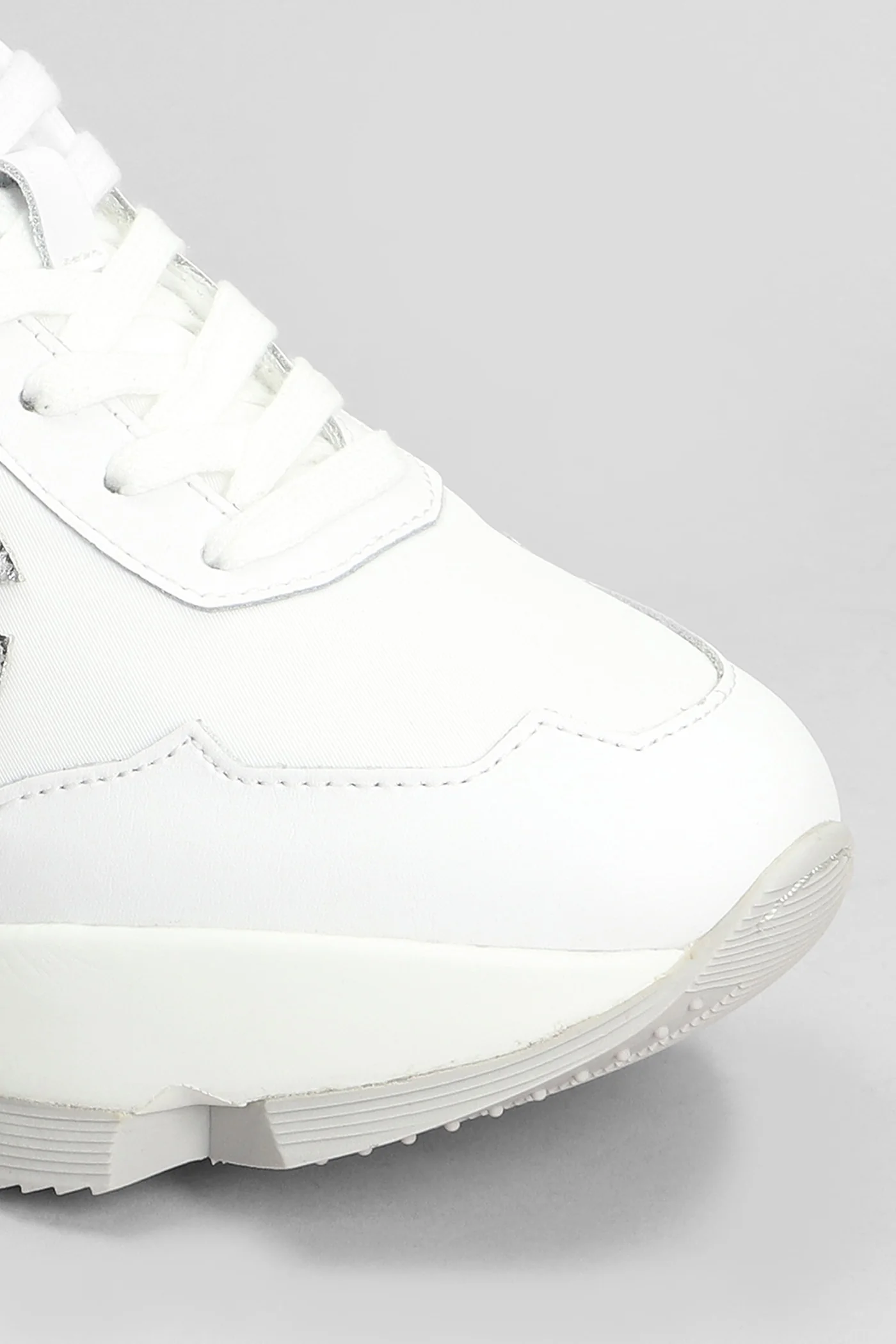 Aki Sneakers in white leather and fabric - Image 5