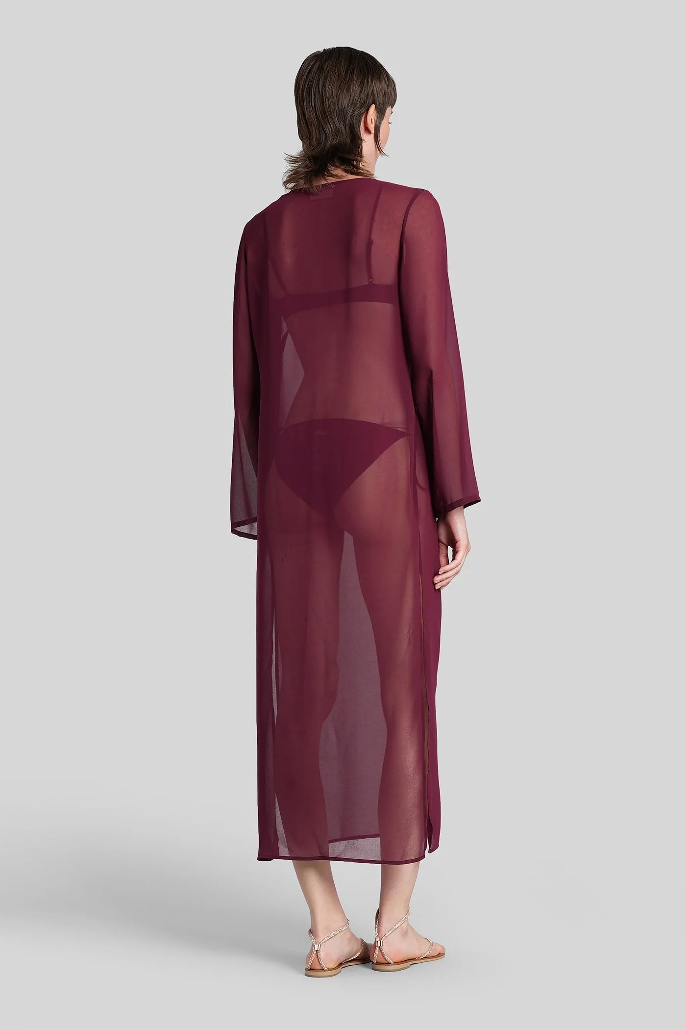 Aghata Plate Long dress in bordeaux polyester - Image 3
