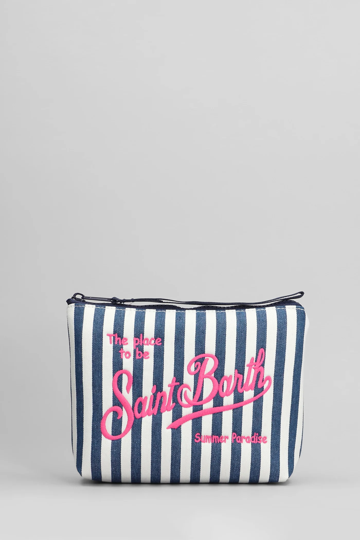 Aline denim Clutch in white denim