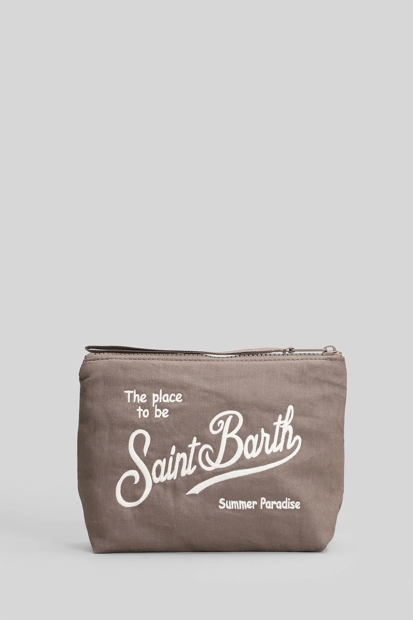 Aline Soft Linen Clutch in brown cotton - Image 3