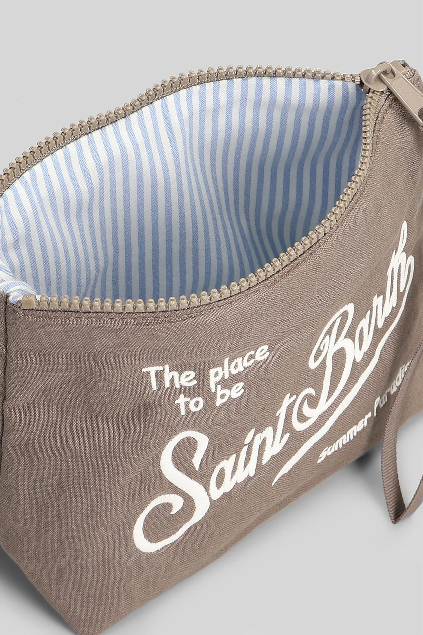 Aline Soft Linen Clutch in brown cotton - Image 4