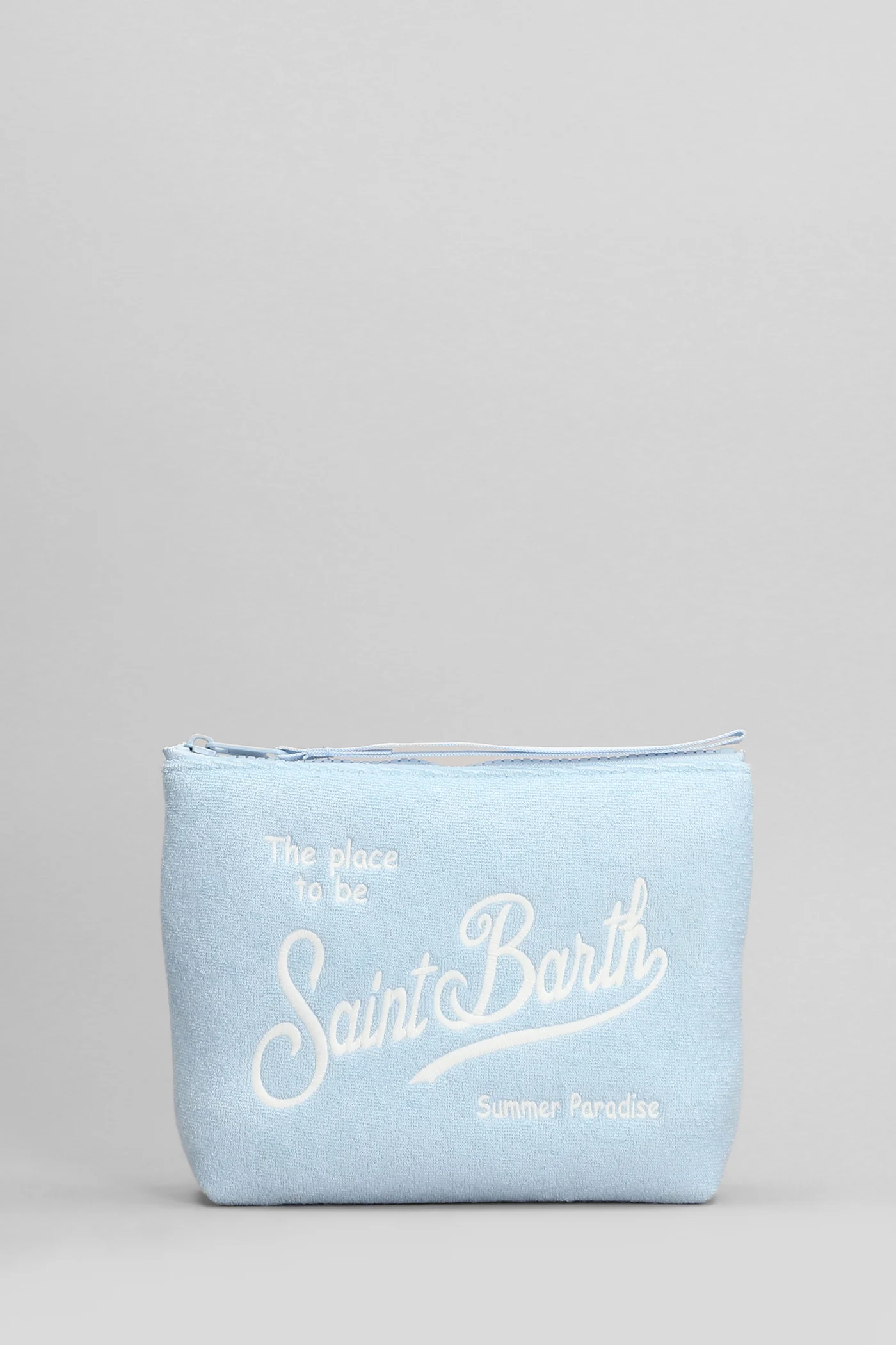 Aline sponge Clutch in cyan polyester