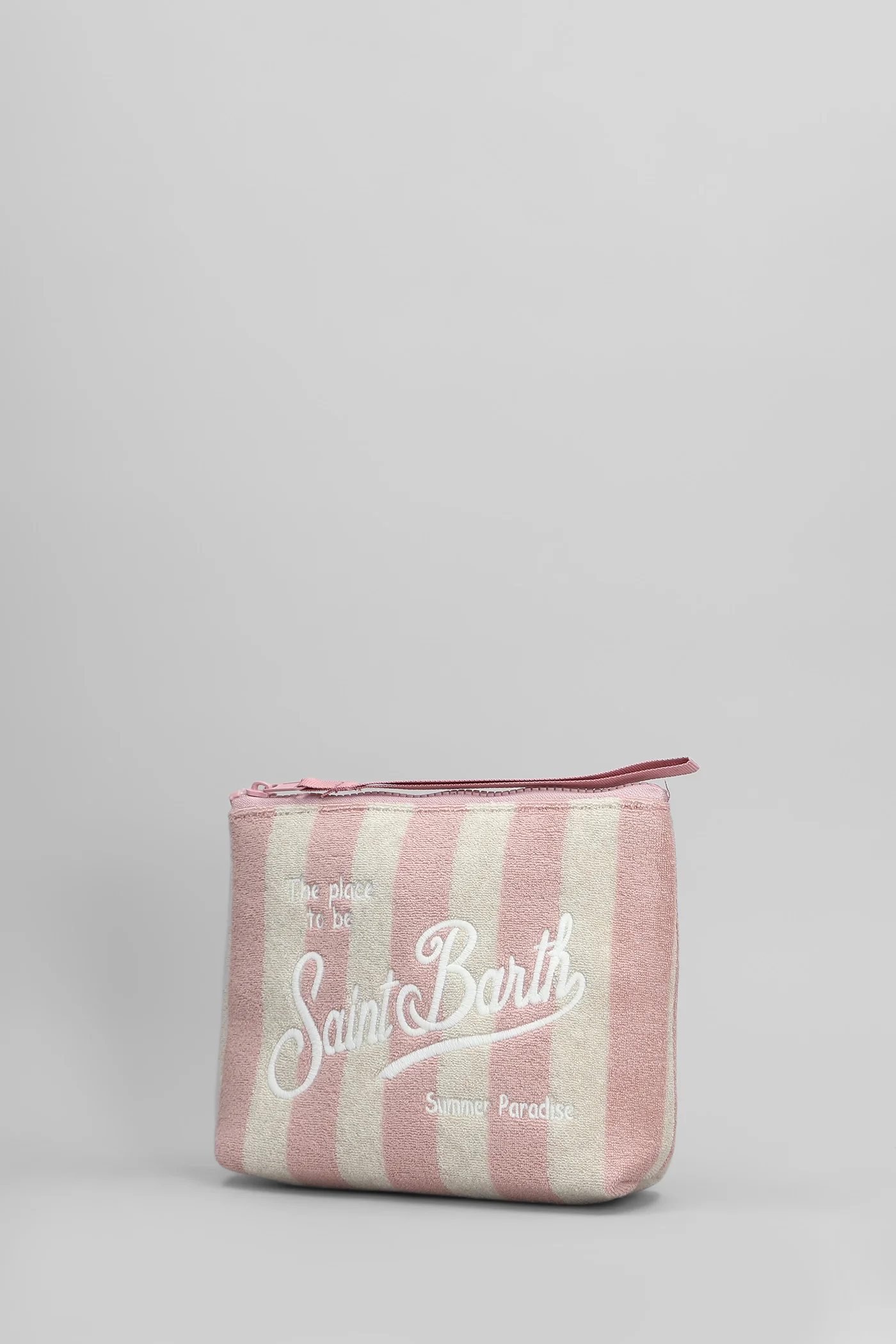 Aline sponge Clutch in rose-pink cotton - Image 2