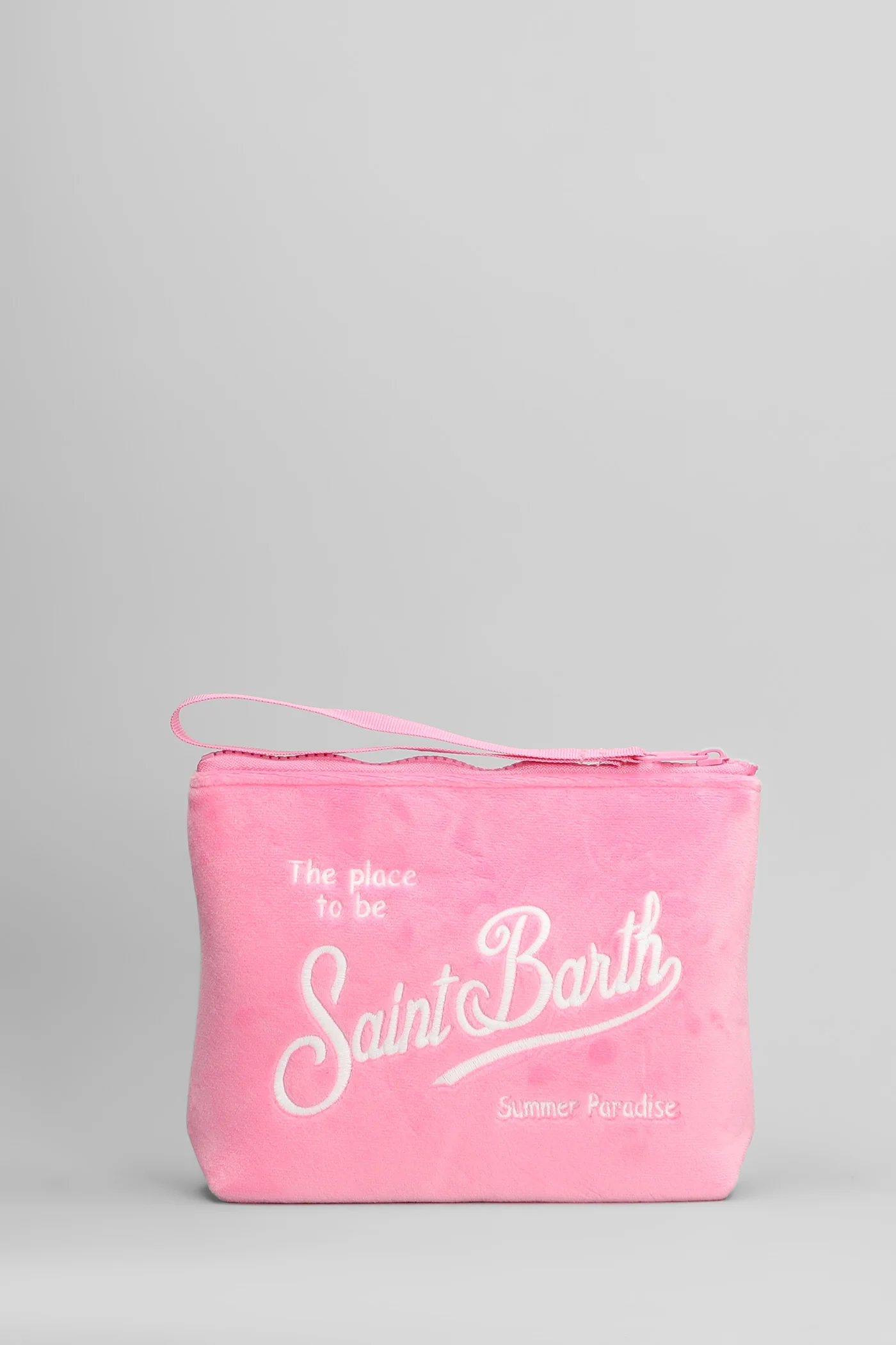 Aline velvet Clutch in rose-pink polyester - Image 3
