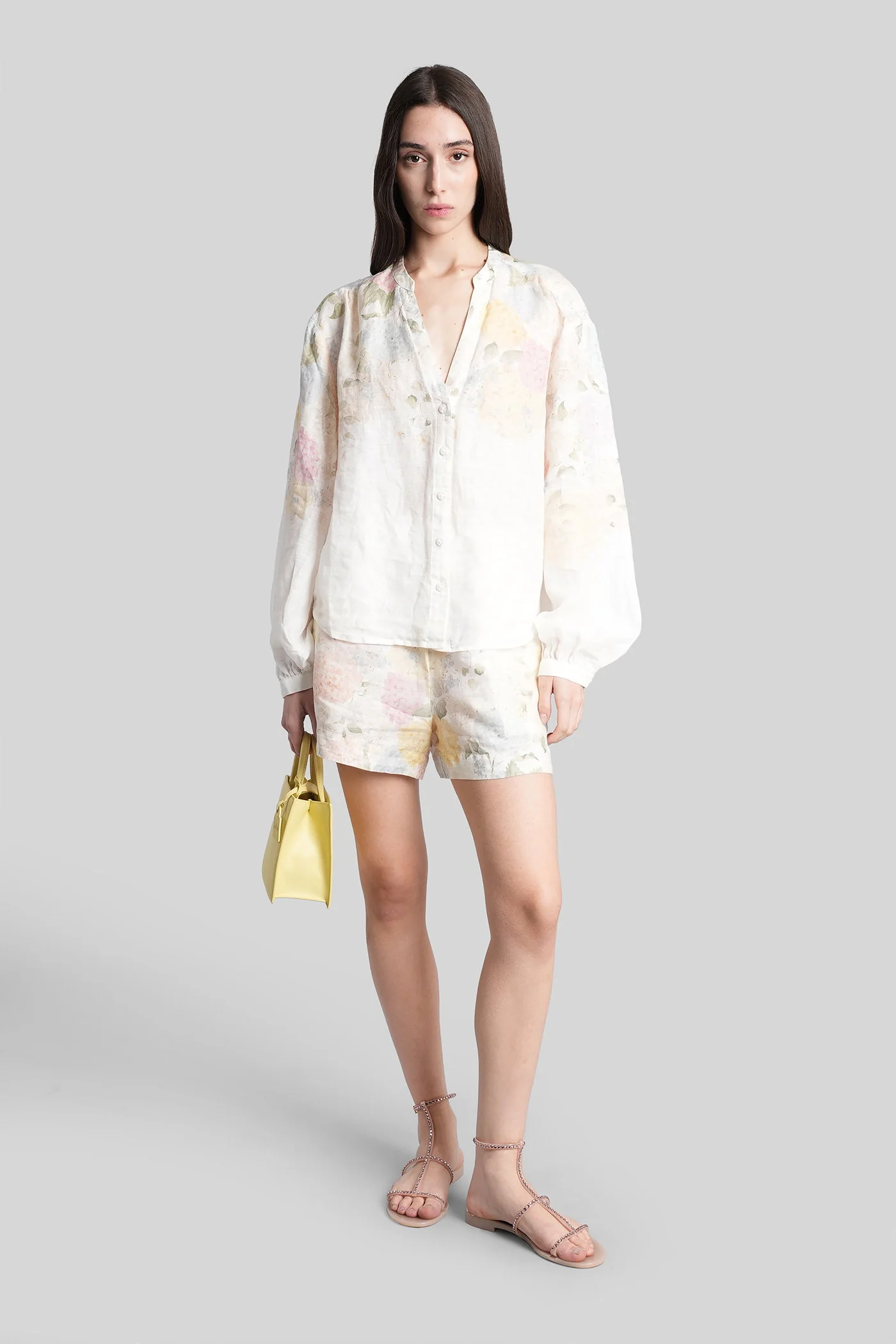 Amani Shorts in white cotton and linen - Image 2