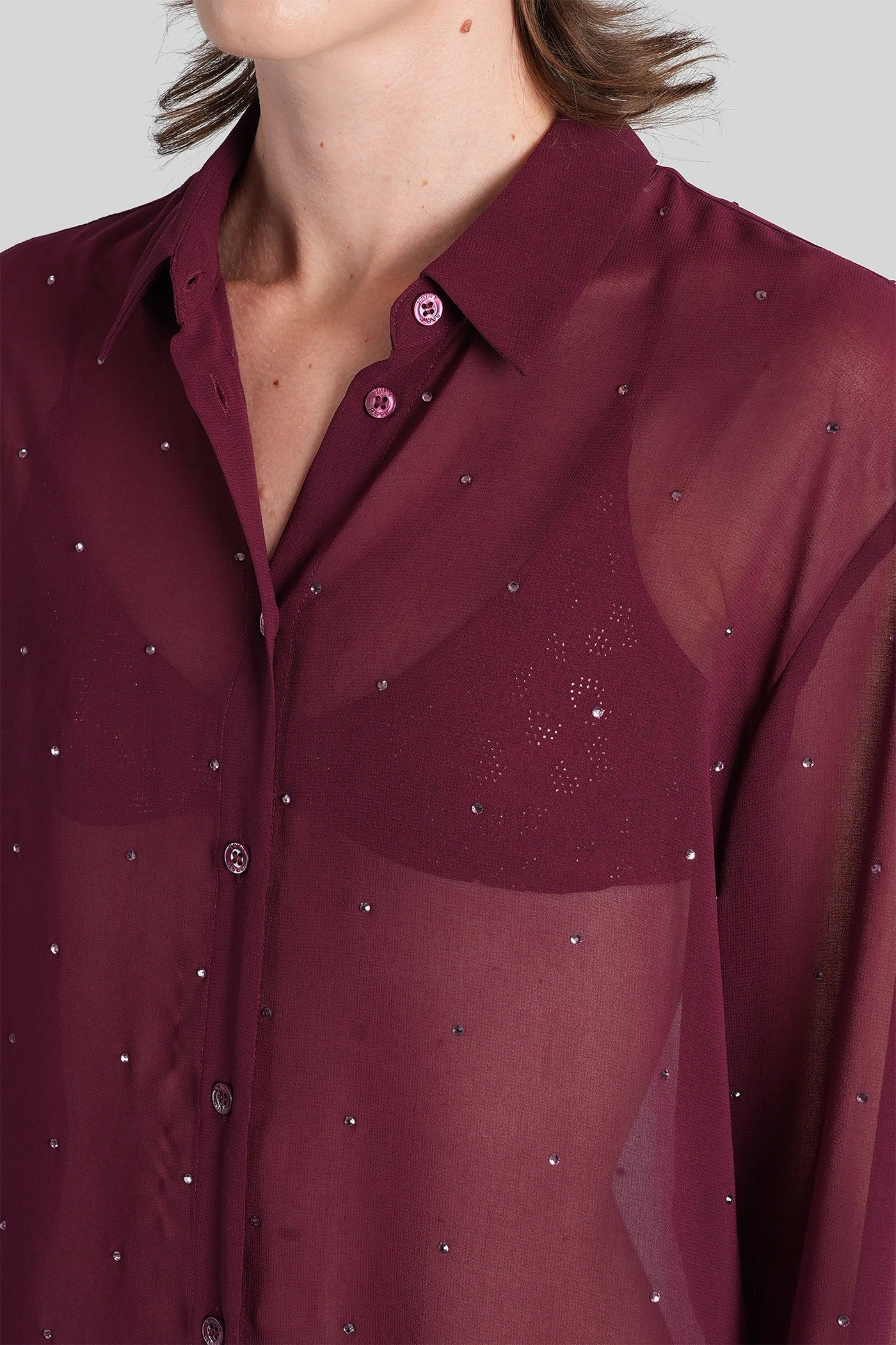 Brigitte Shirt in bordeaux polyester - Image 5