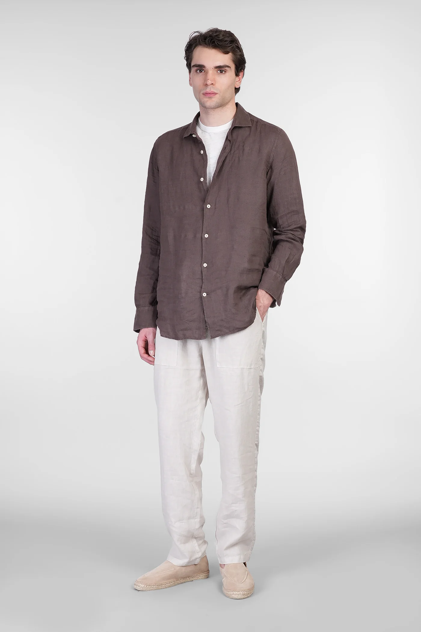 Calais Pants in taupe linen - Image 2