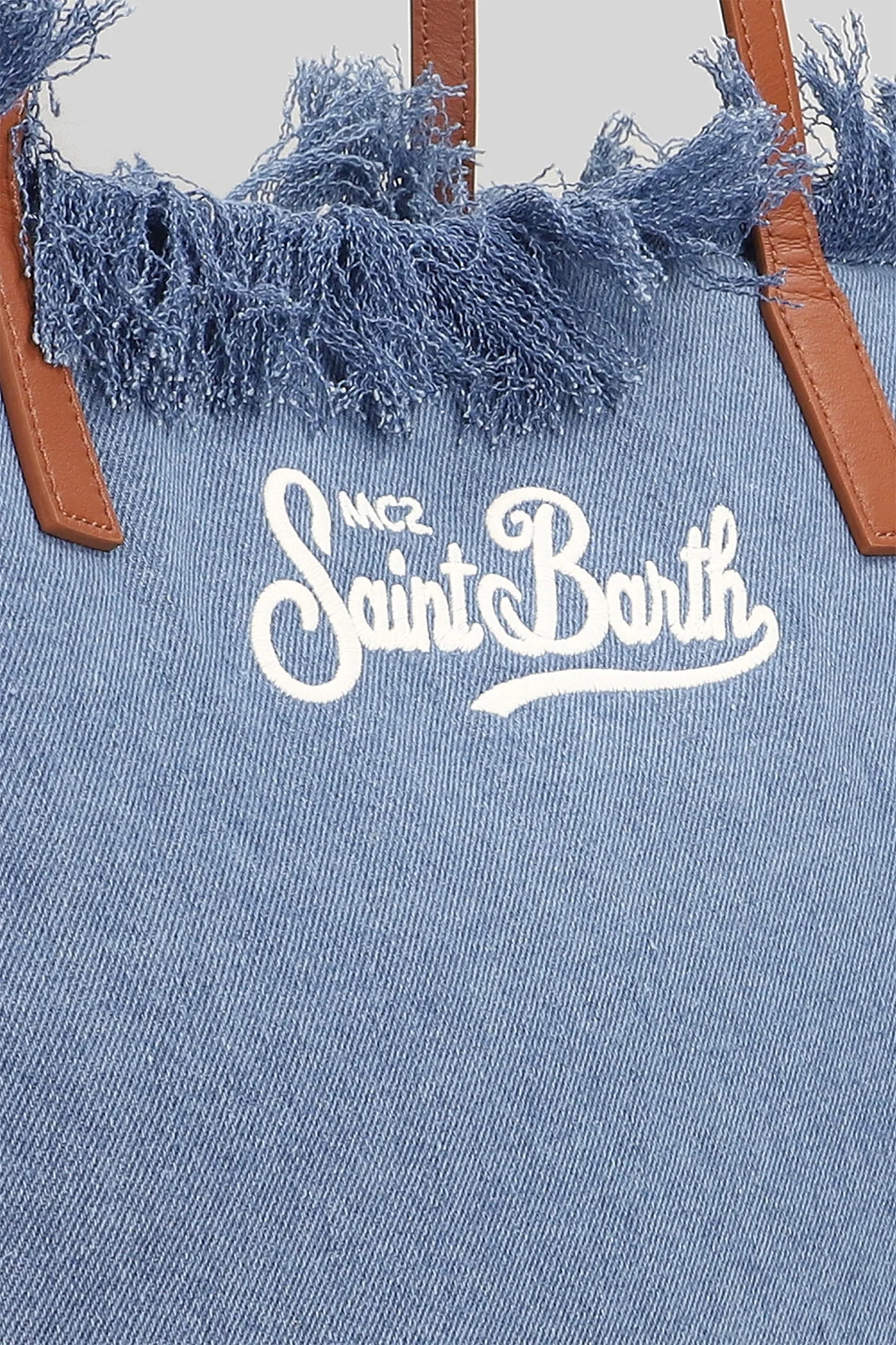 City Bag Fringe Tote in cyan denim - Image 4