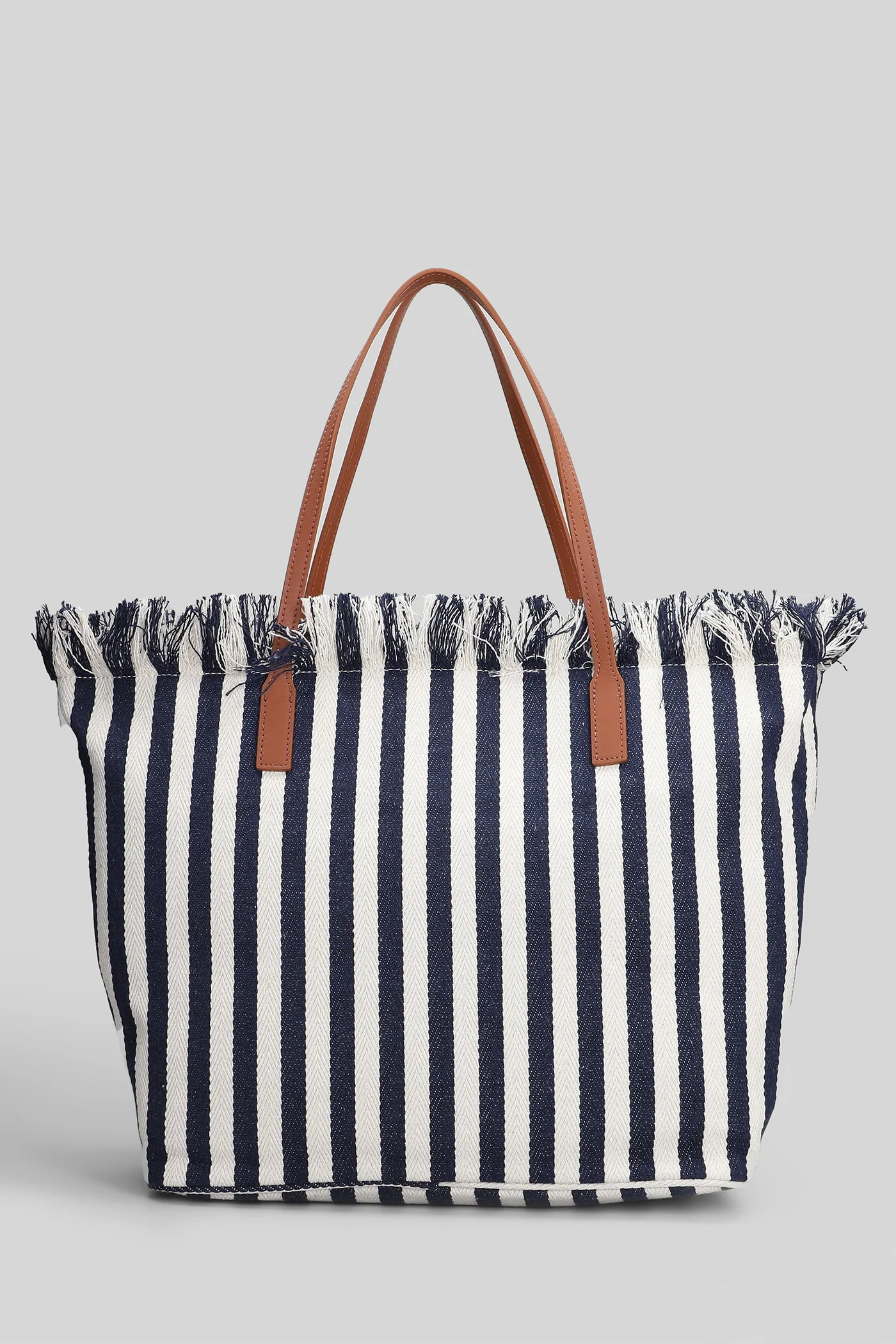 City Bag Fringe Tote in white canvas - Image 3