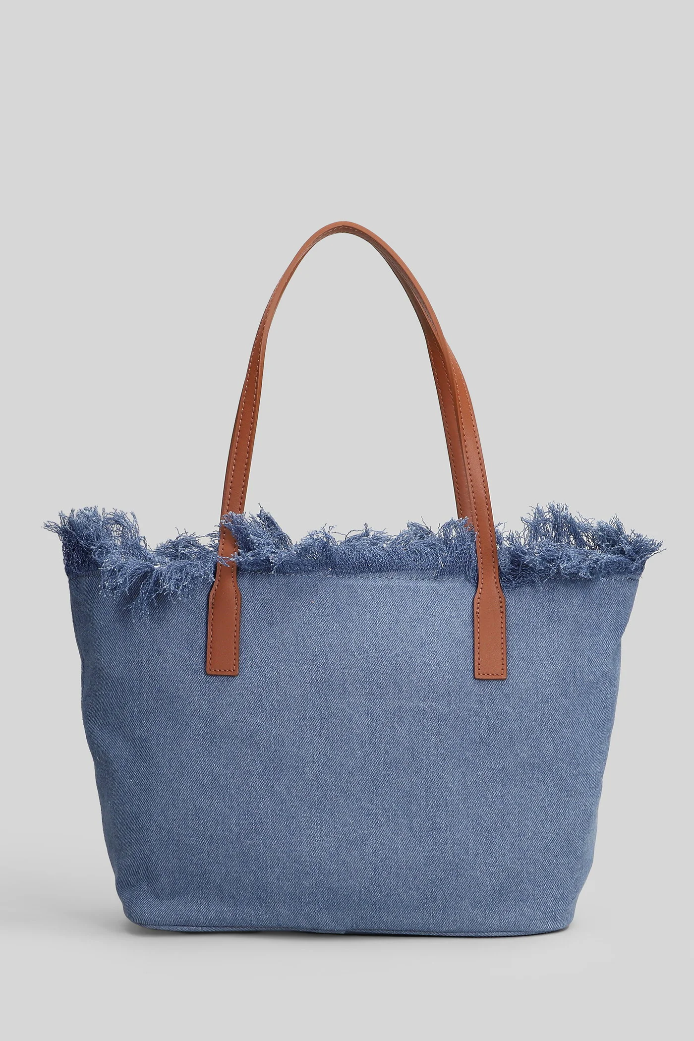 City Bag Mid Fringe Tote in blue denim - Image 3