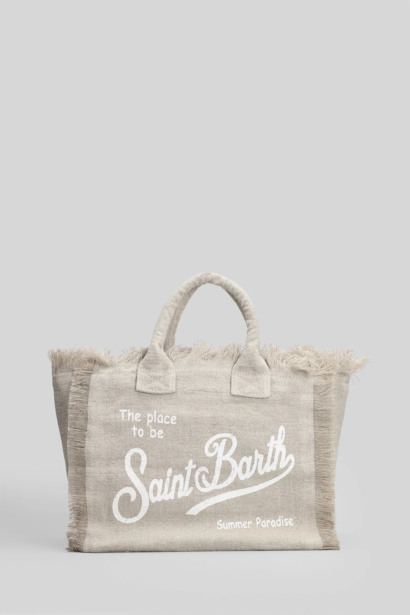 Colette Linen Hand bag in beige canvas - Image 3