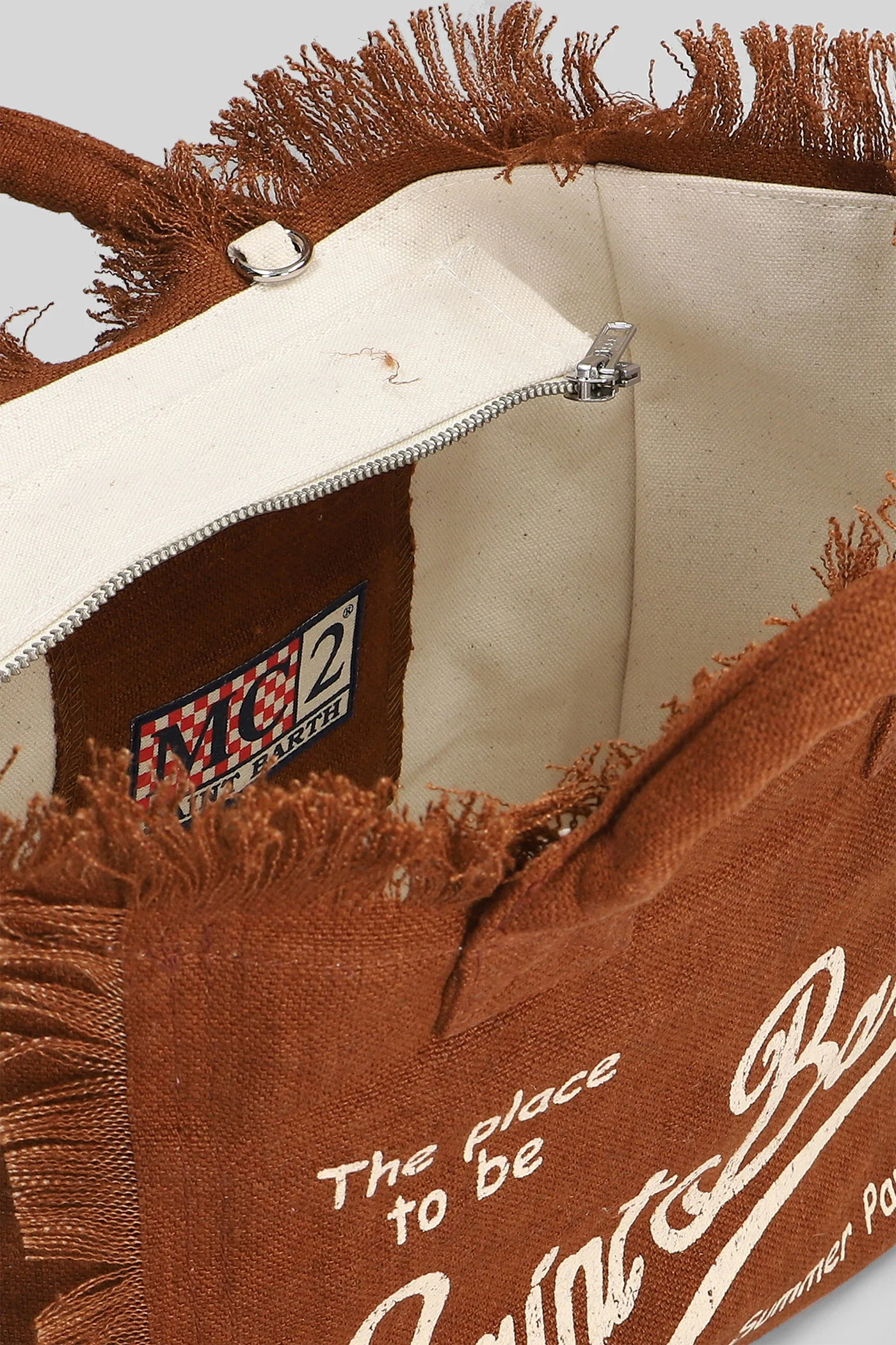 Colette Linen Hand bag in brown canvas - Image 4