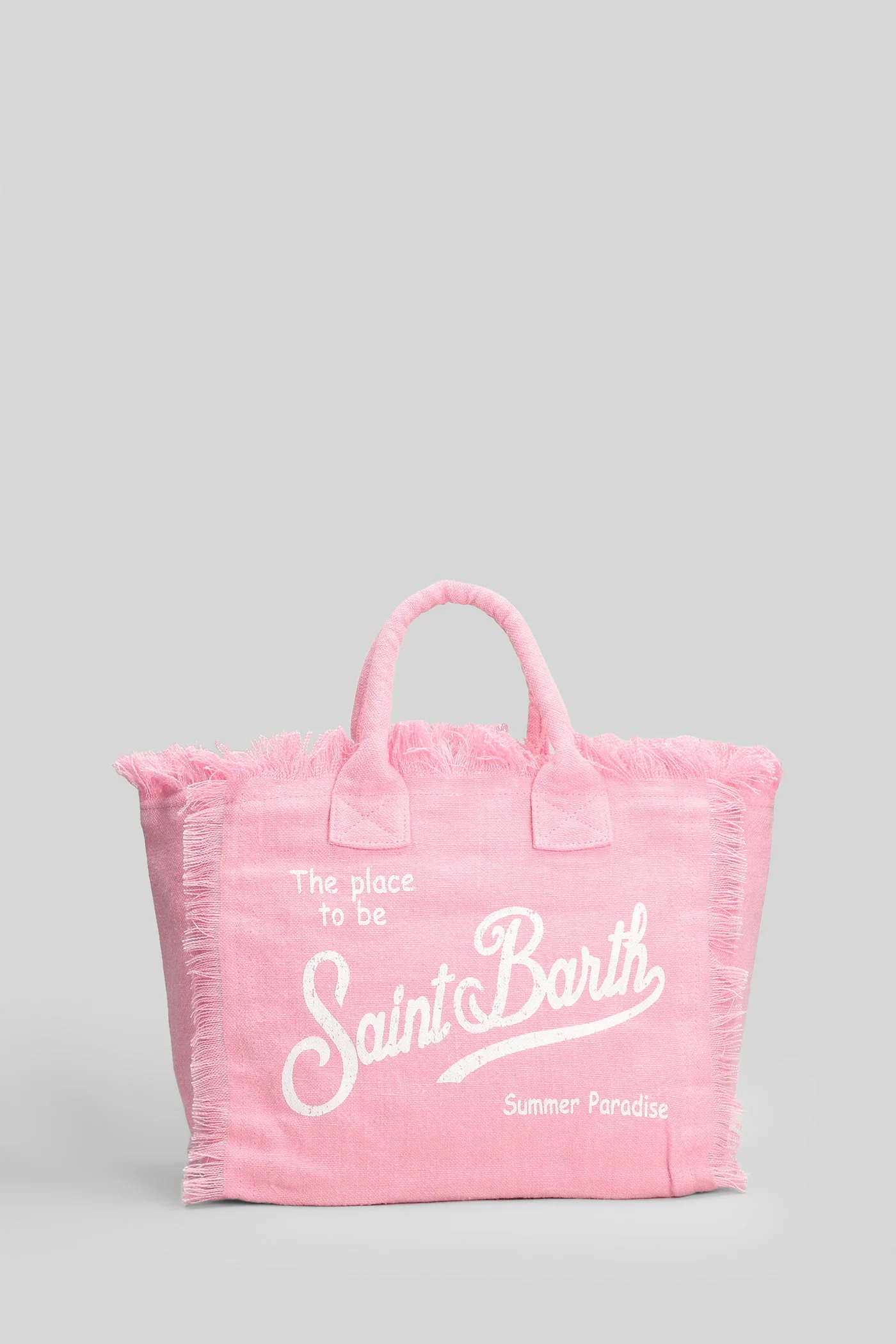Colette Linen Hand bag in rose-pink canvas - Image 3