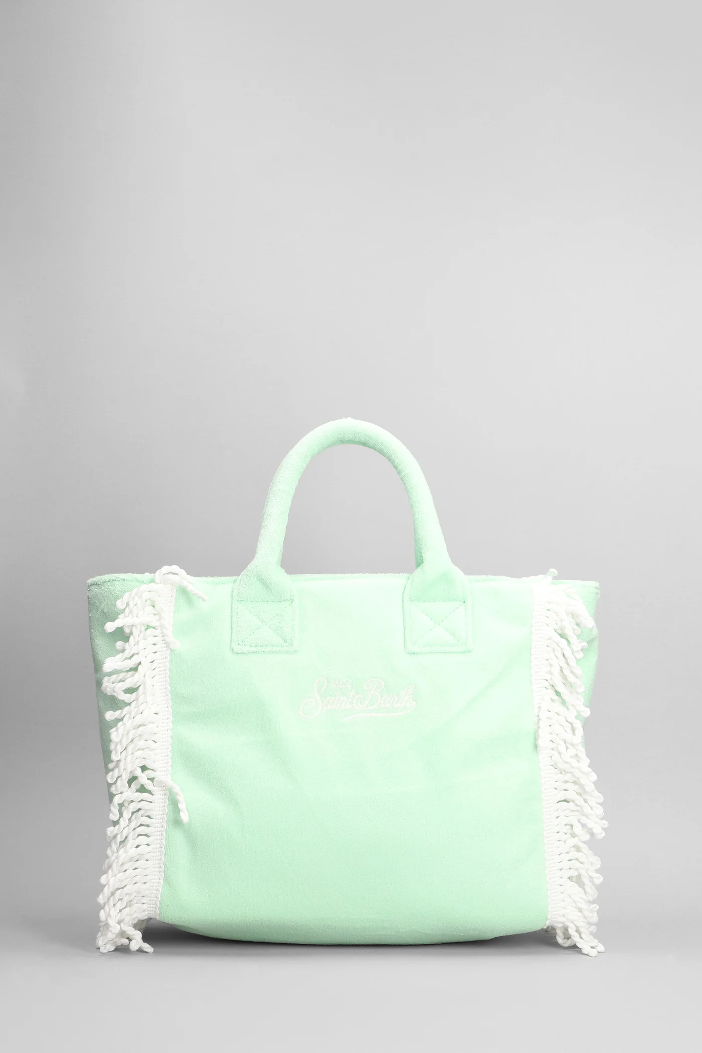 Colette terry fringe Tote in green cotton - Image 3