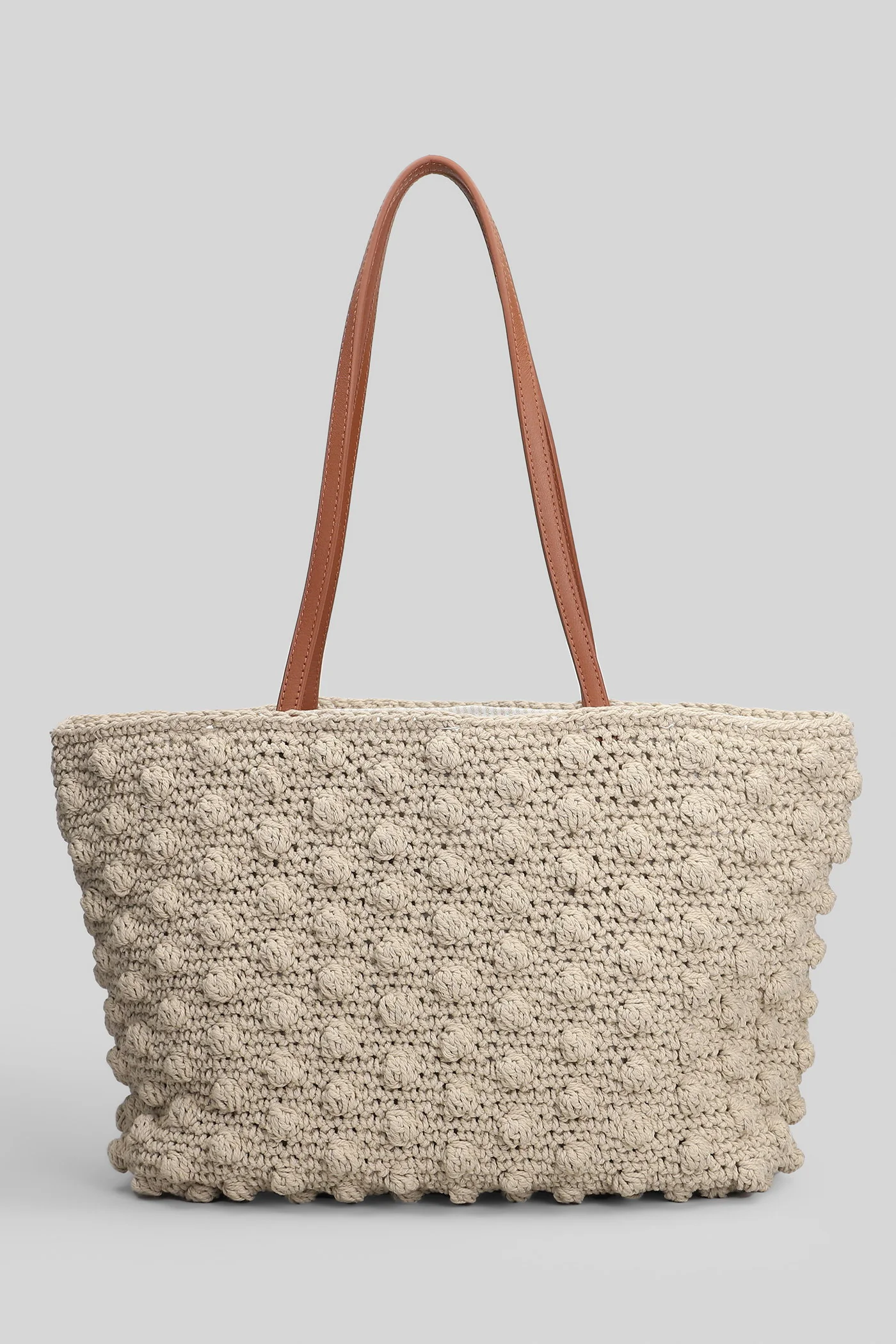 Crochet Tote Mid Tote in beige cotton - Image 3