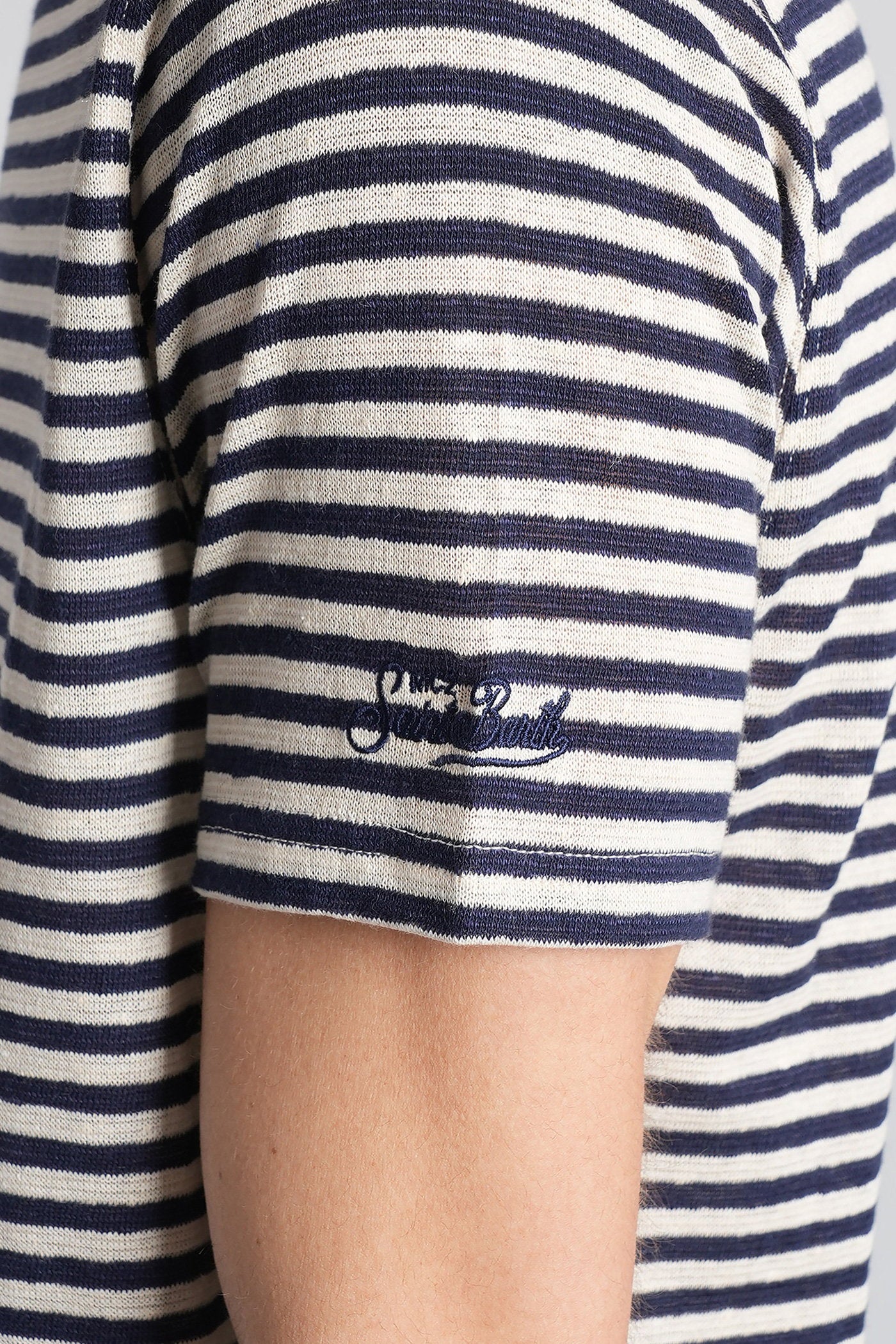 Dover stripes T-Shirt in white linen - Image 5