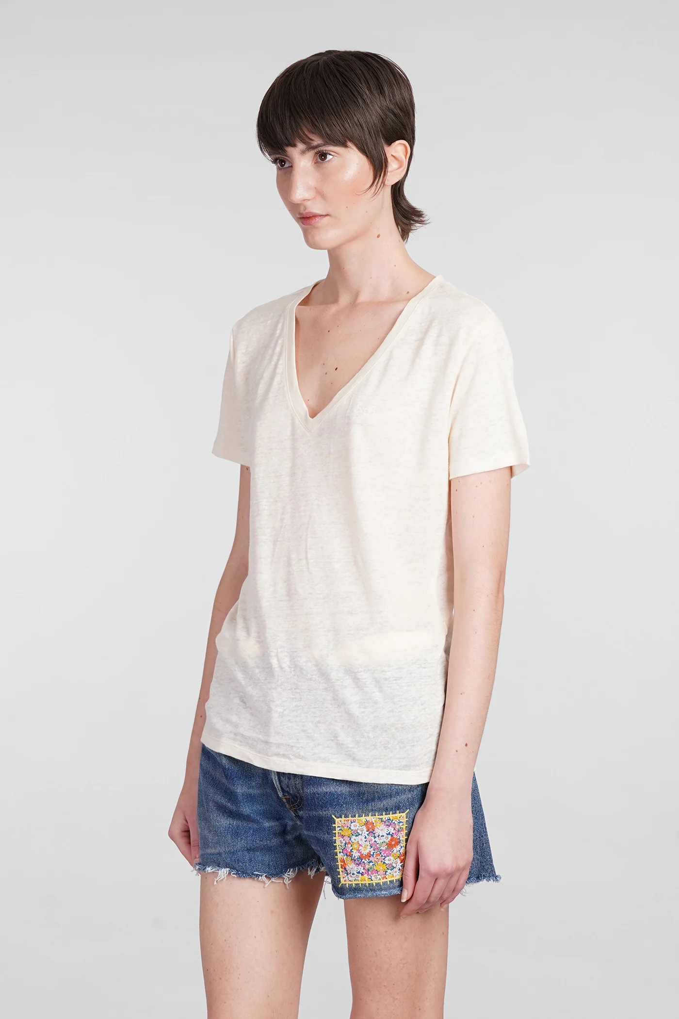 Eloise T-Shirt in beige linen - Image 4