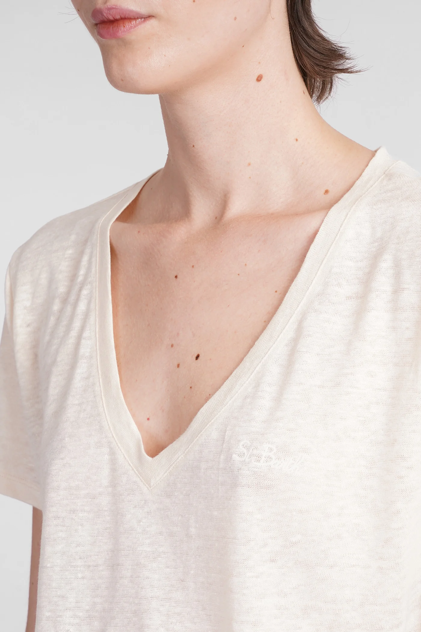 Eloise T-Shirt in beige linen - Image 5