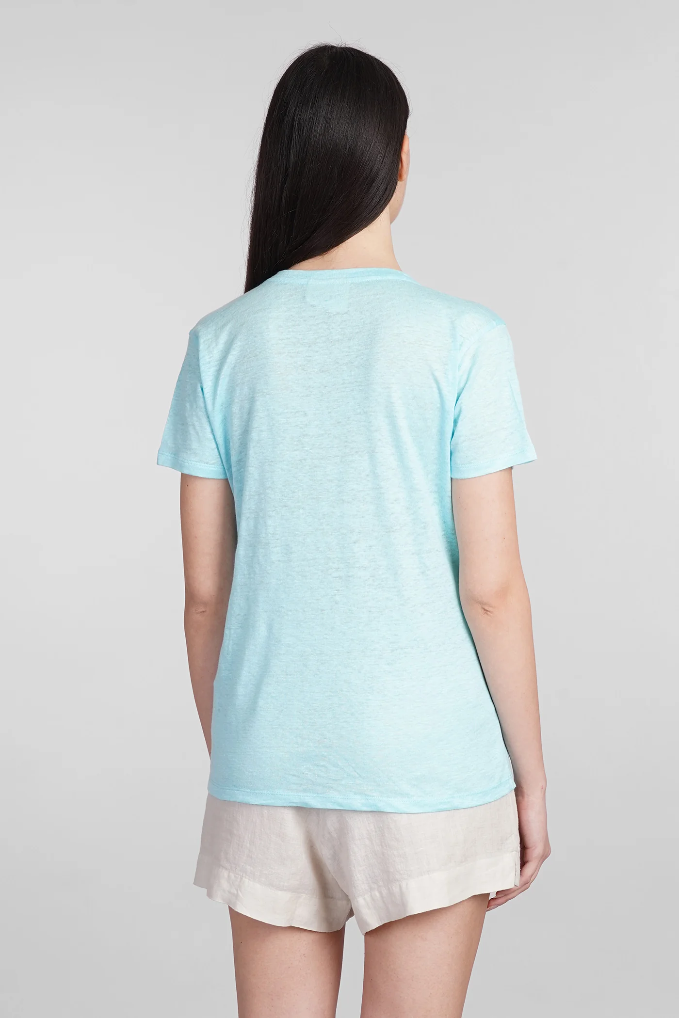 Eloise T-Shirt in cyan linen - Image 3