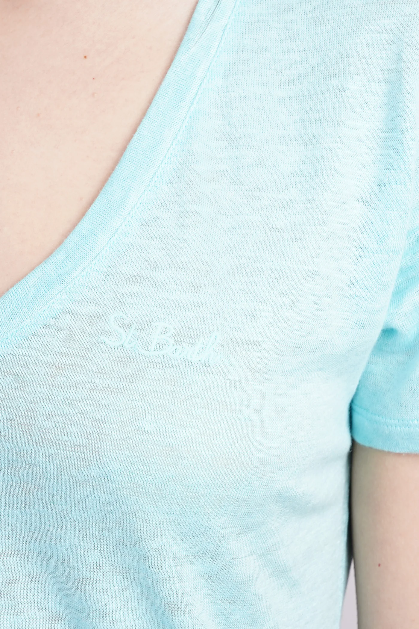 Eloise T-Shirt in cyan linen - Image 5
