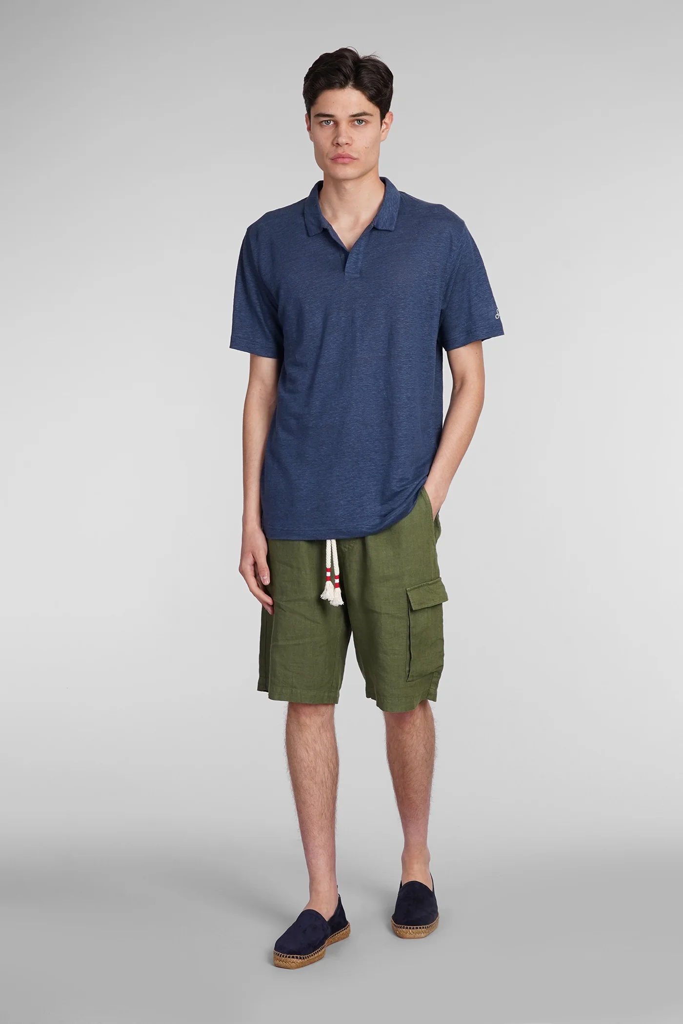 Fraser Polo in blue linen - Image 2