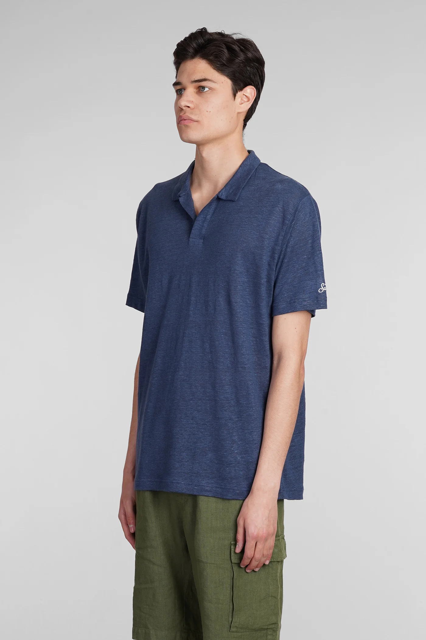 Fraser Polo in blue linen - Image 4