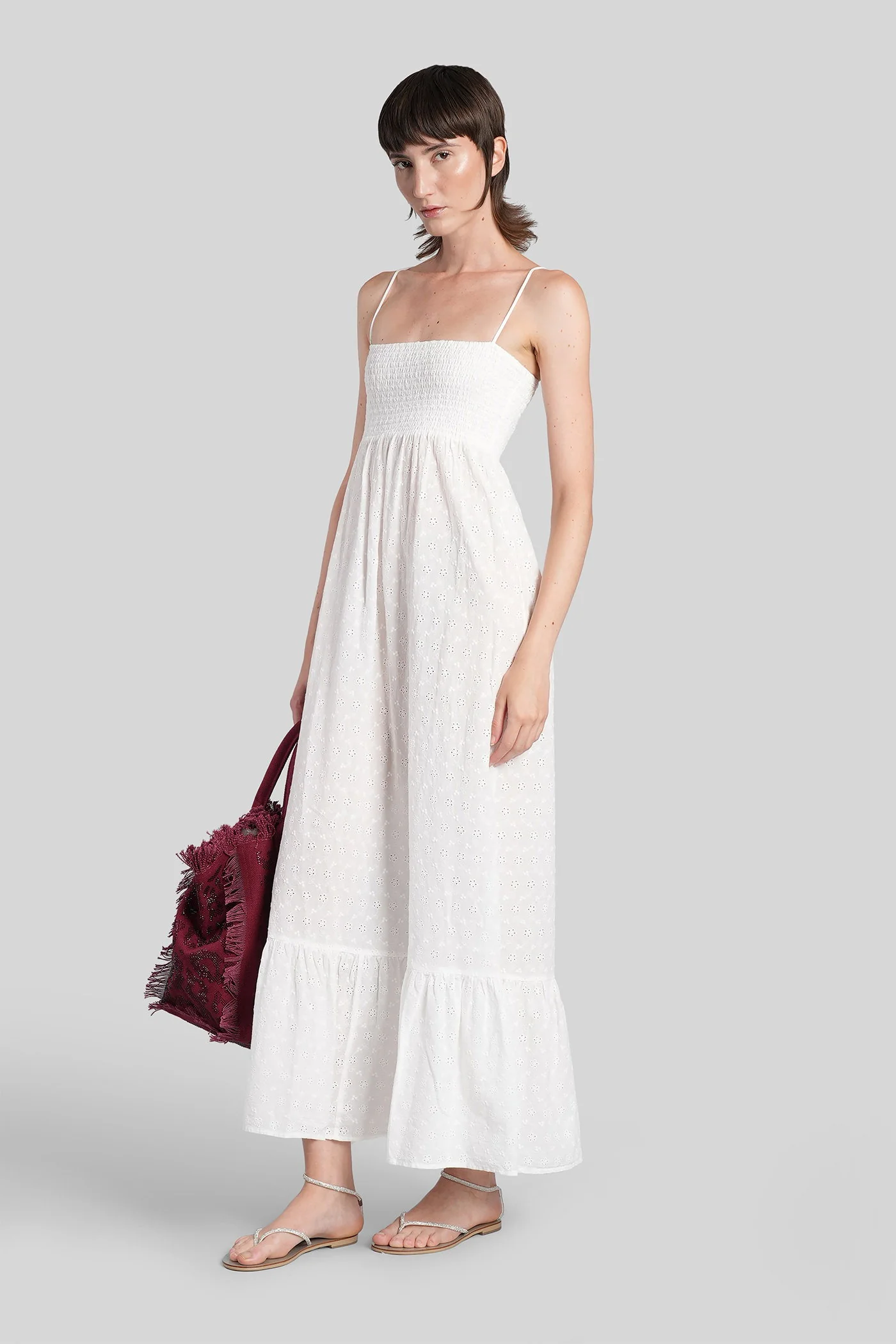 Jemma Long dress in white cotton - Image 2