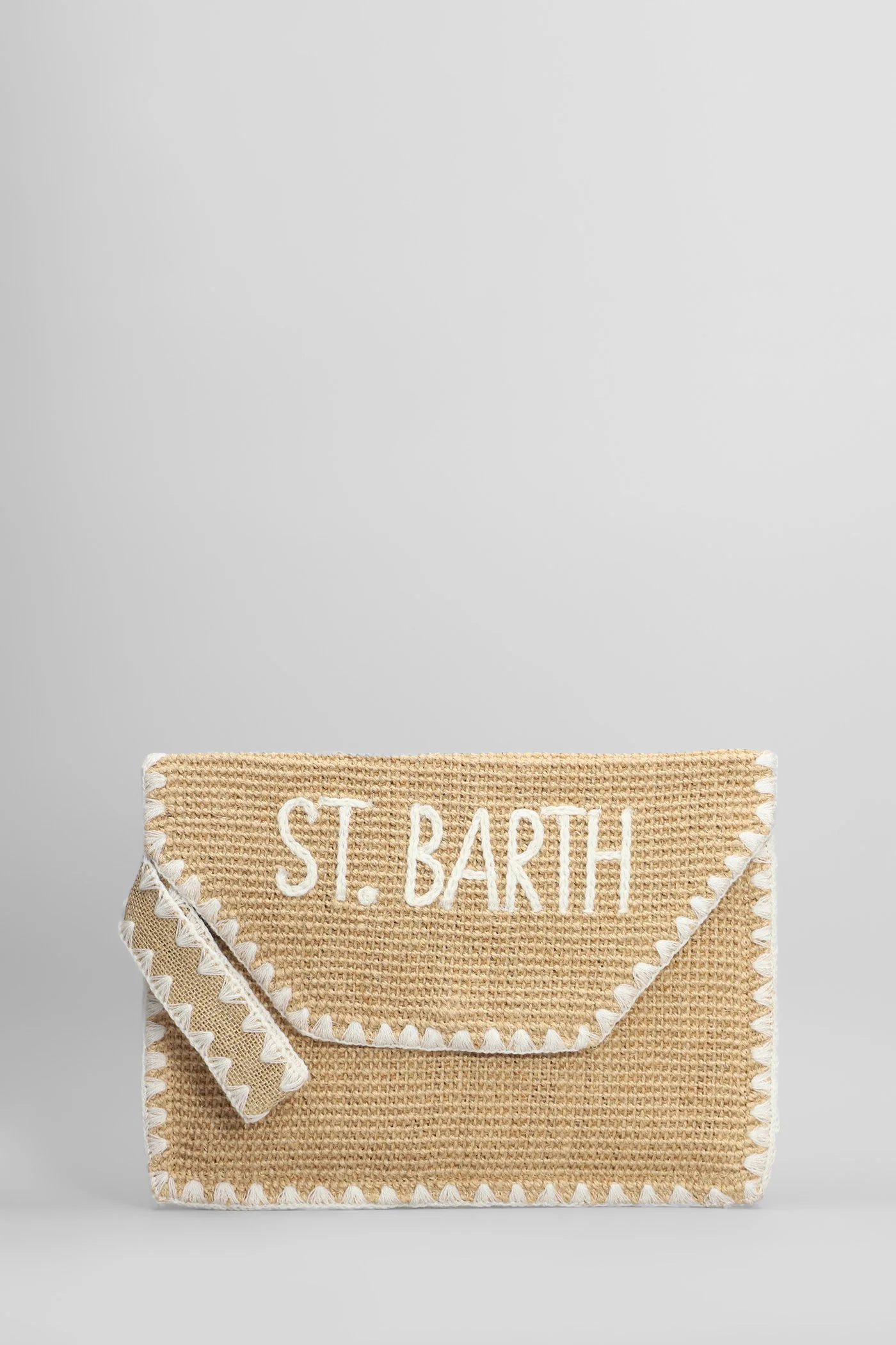 Jute envelope Clutch in beige raffia