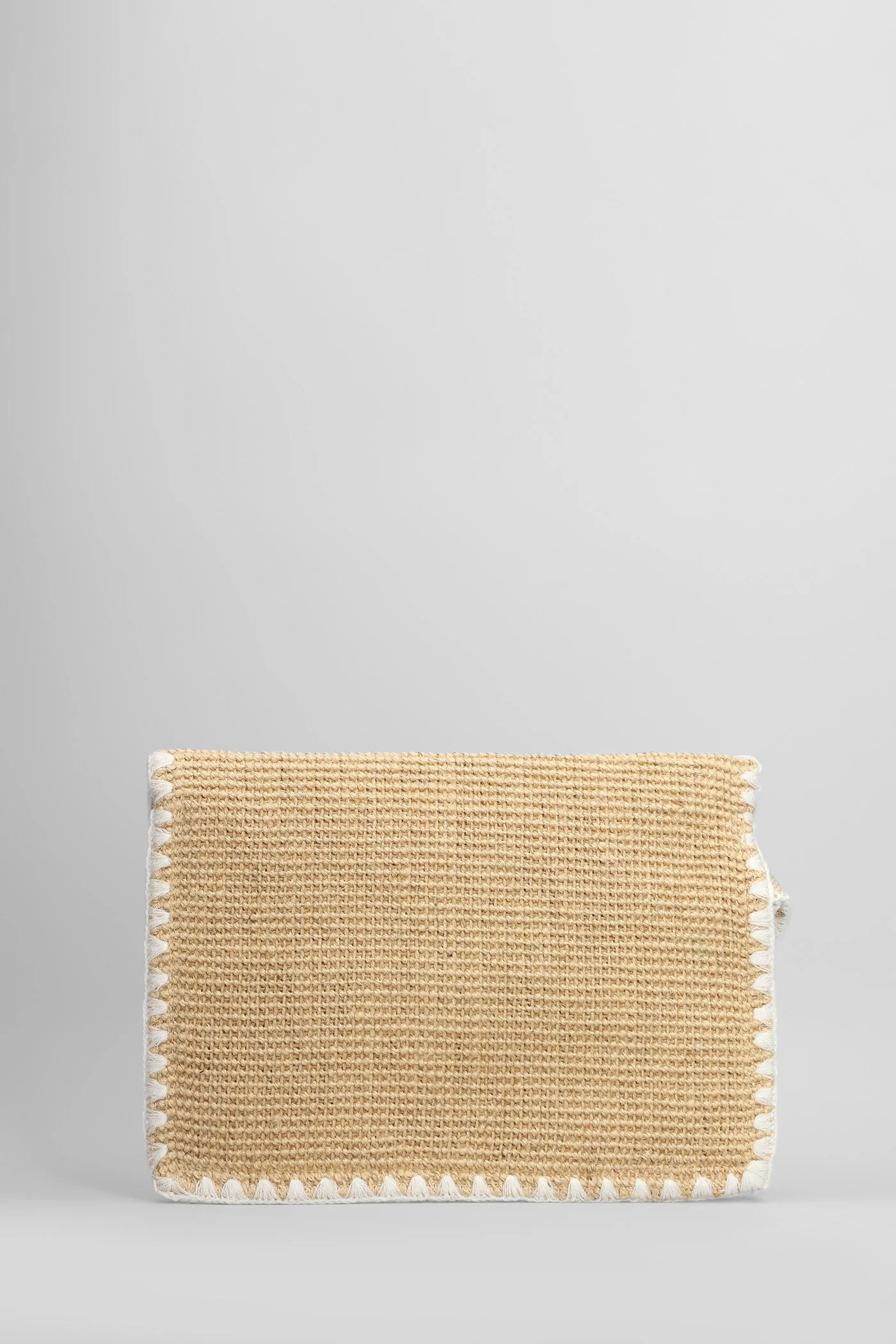 Jute envelope Clutch in beige raffia - Image 3