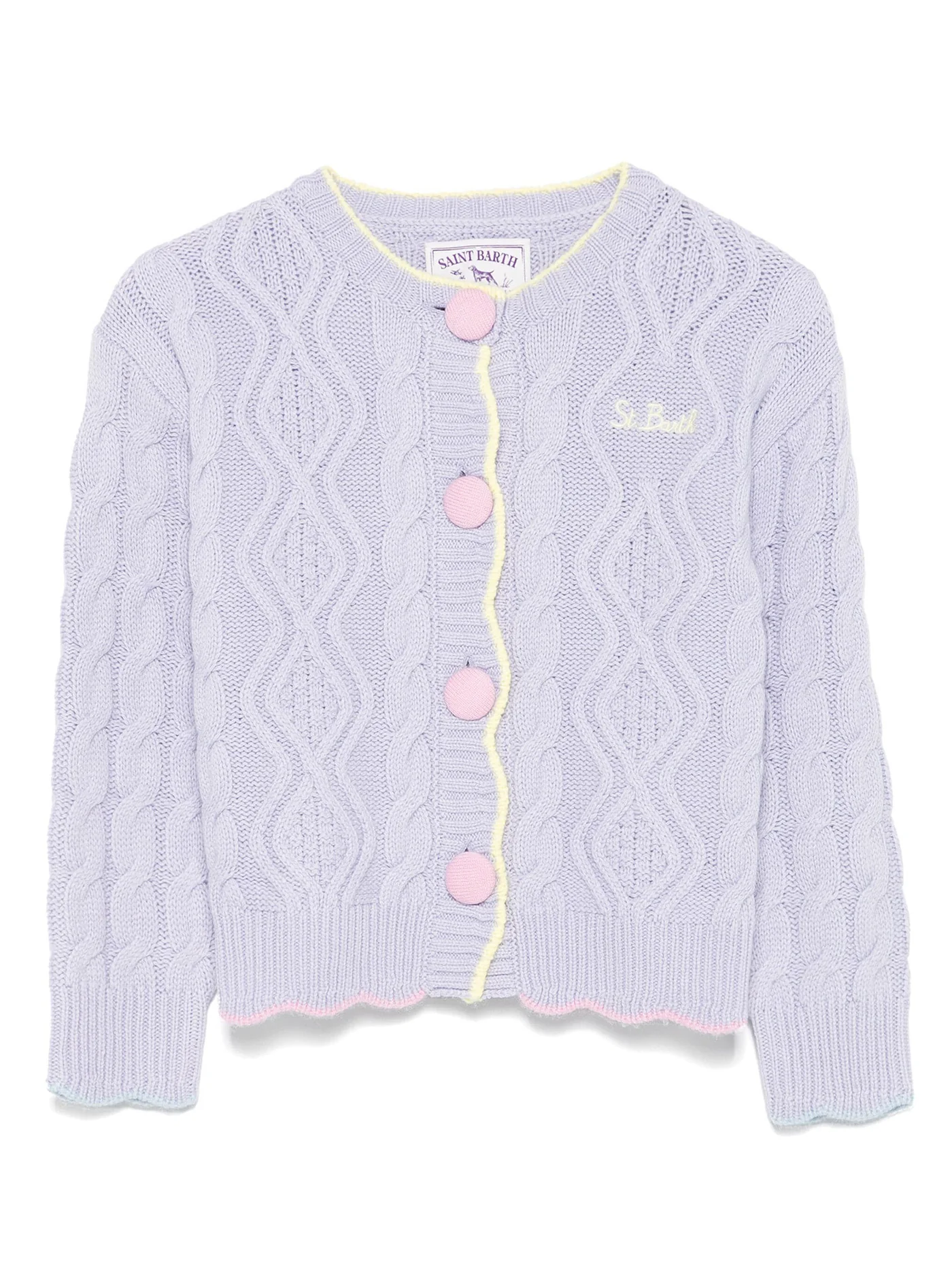 Aran wavy Cardigan in Viola wool