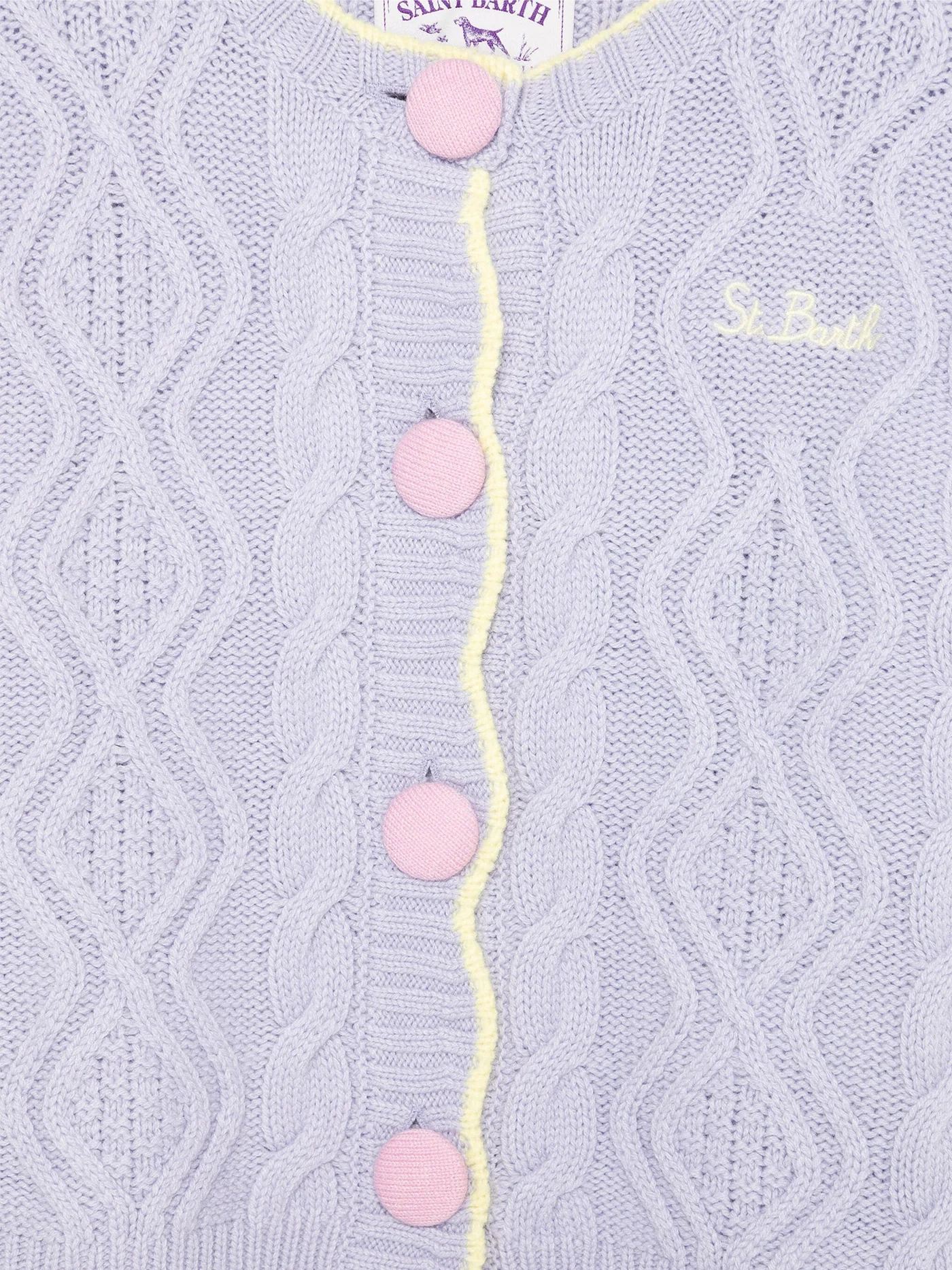 Aran wavy Cardigan in Viola wool - Image 3