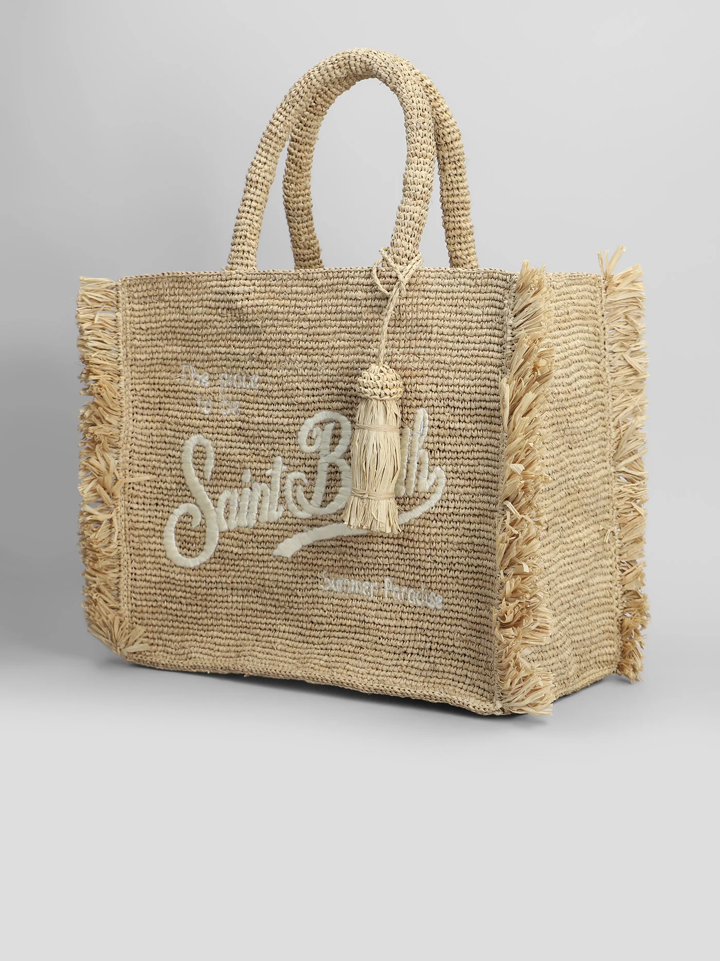 Colette raffia fring Tote in beige raffia - Image 2