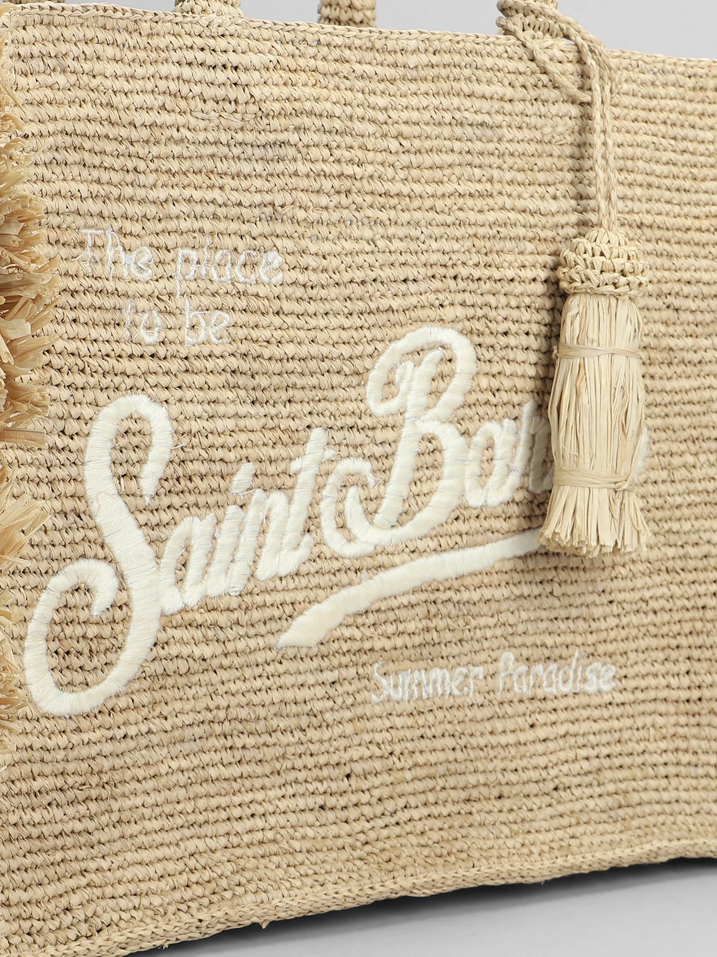 Colette raffia fring Tote in beige raffia - Image 4