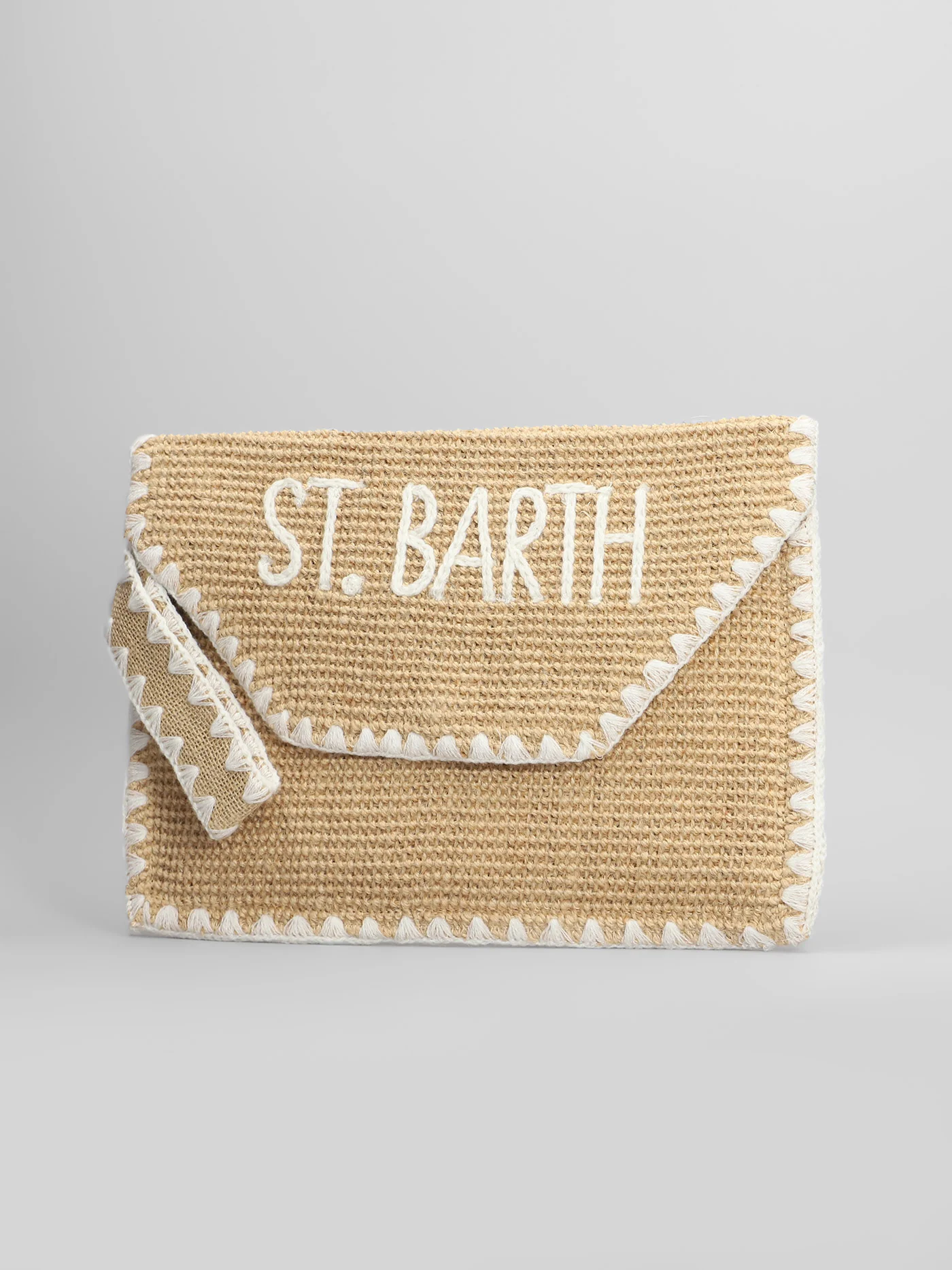 Jute envelope Clutch in beige raffia - Image 2