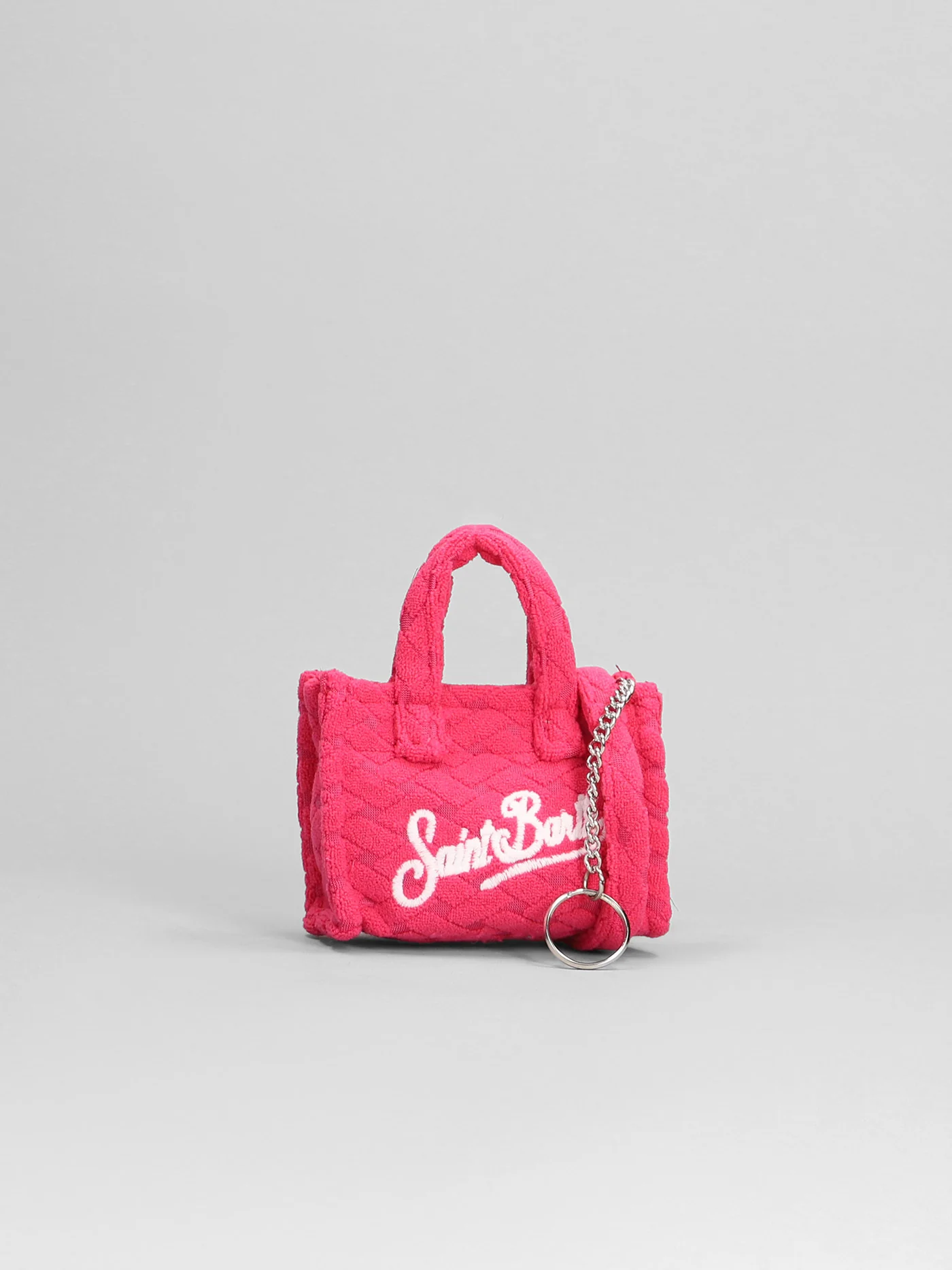 Key bag n Hand bag in fuxia polyester