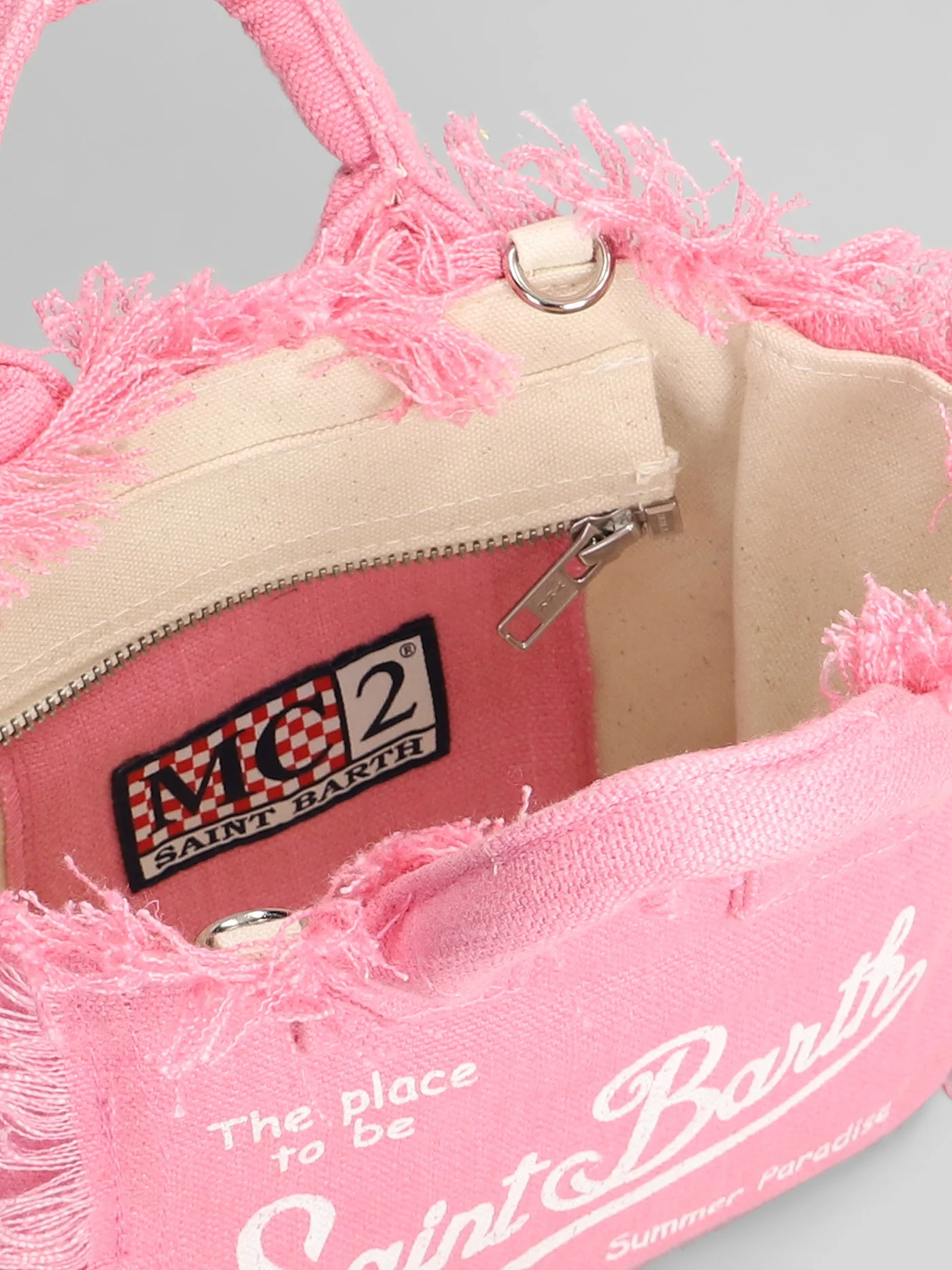Vanity mini linen Tote in rose-pink linen - Image 4