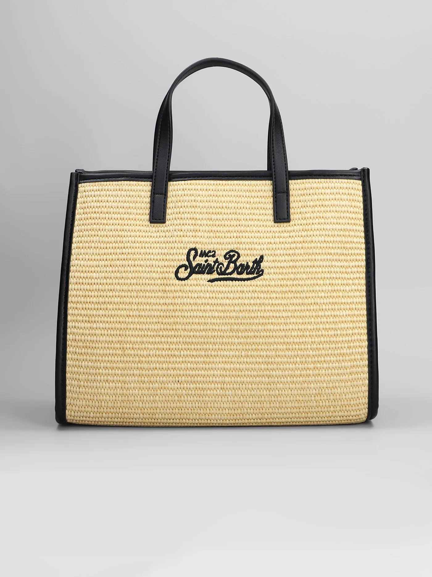 Vivian mid straw Tote in beige raffia - Image 3