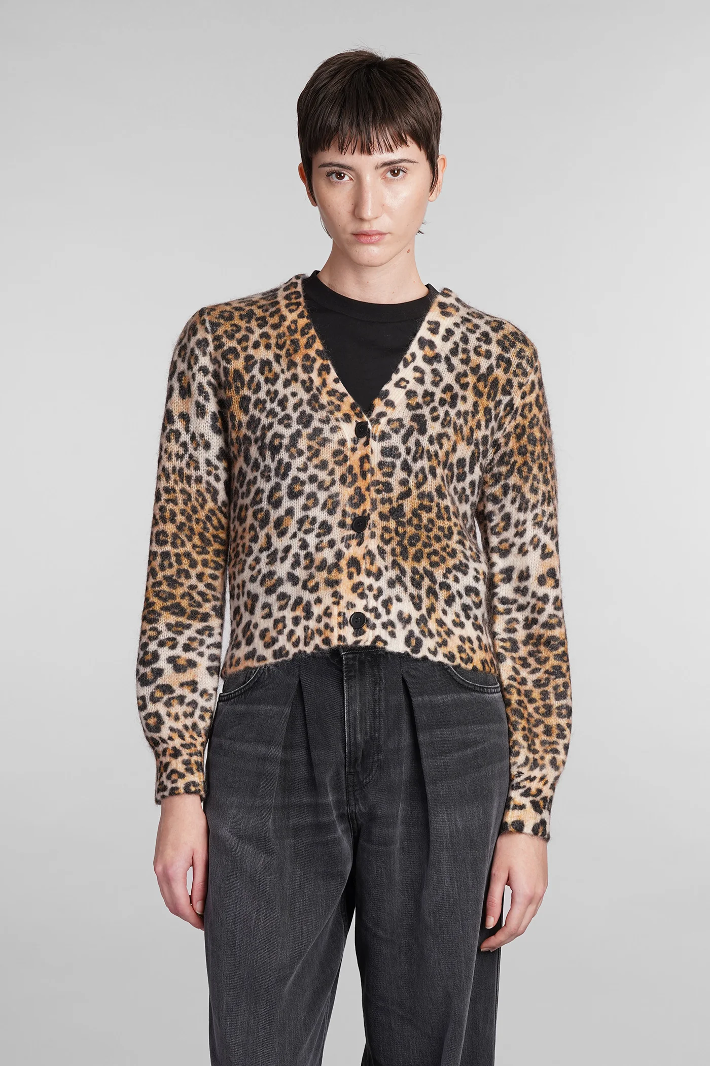 Lyxa w Cardigan in Animalier wool