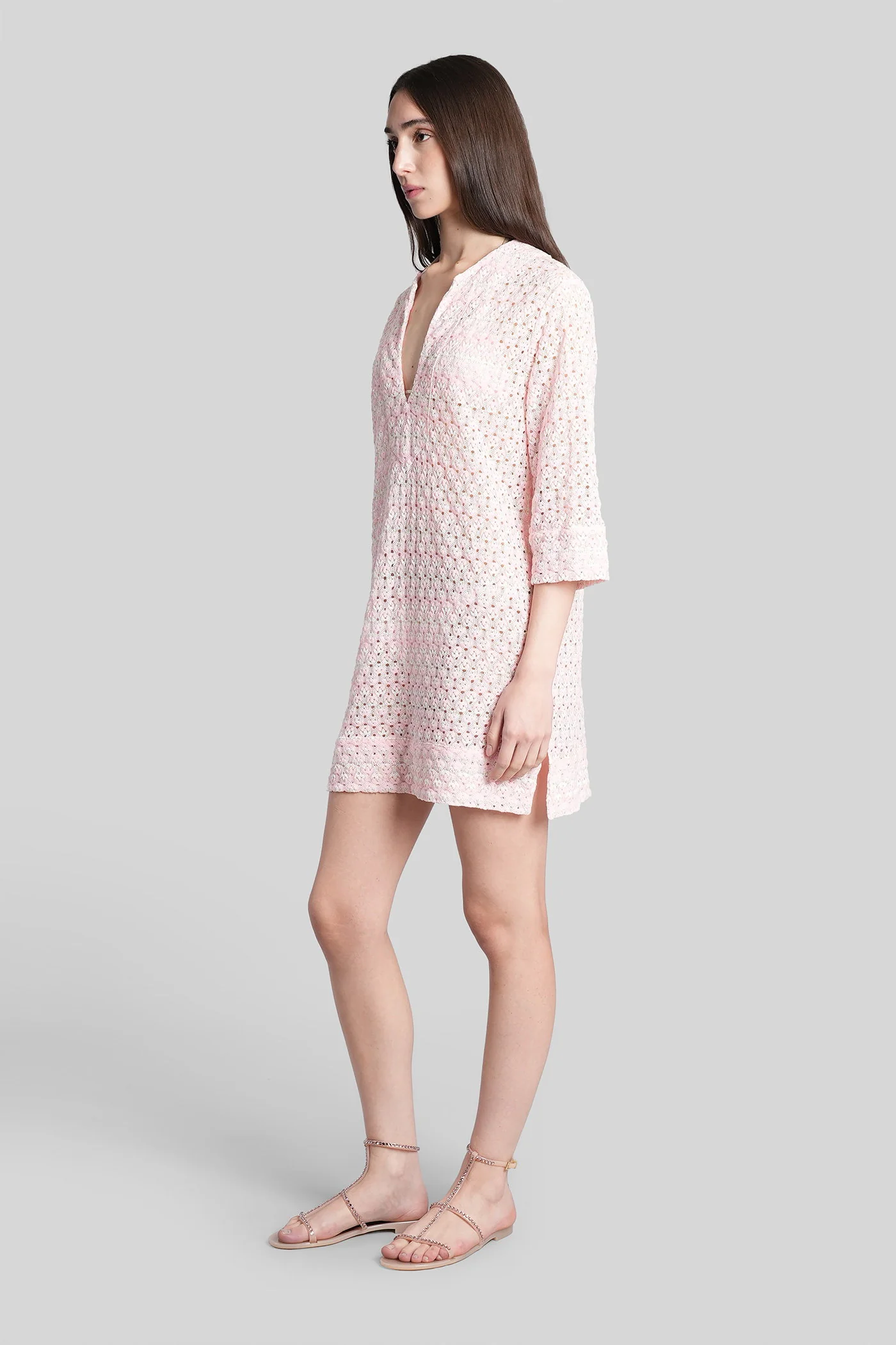 Macha Mini dress in rose-pink cotton - Image 4