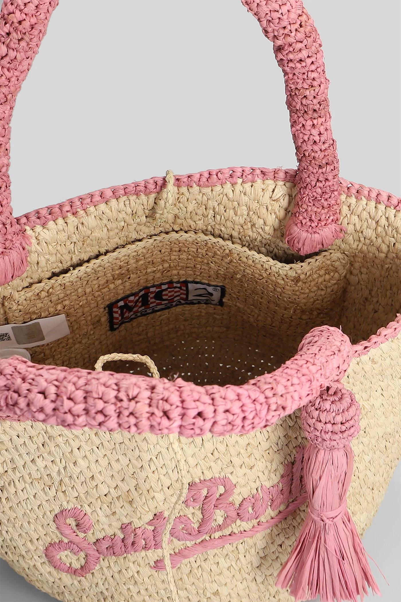Marcy Raffia Mid Hand bag in beige raffia - Image 4