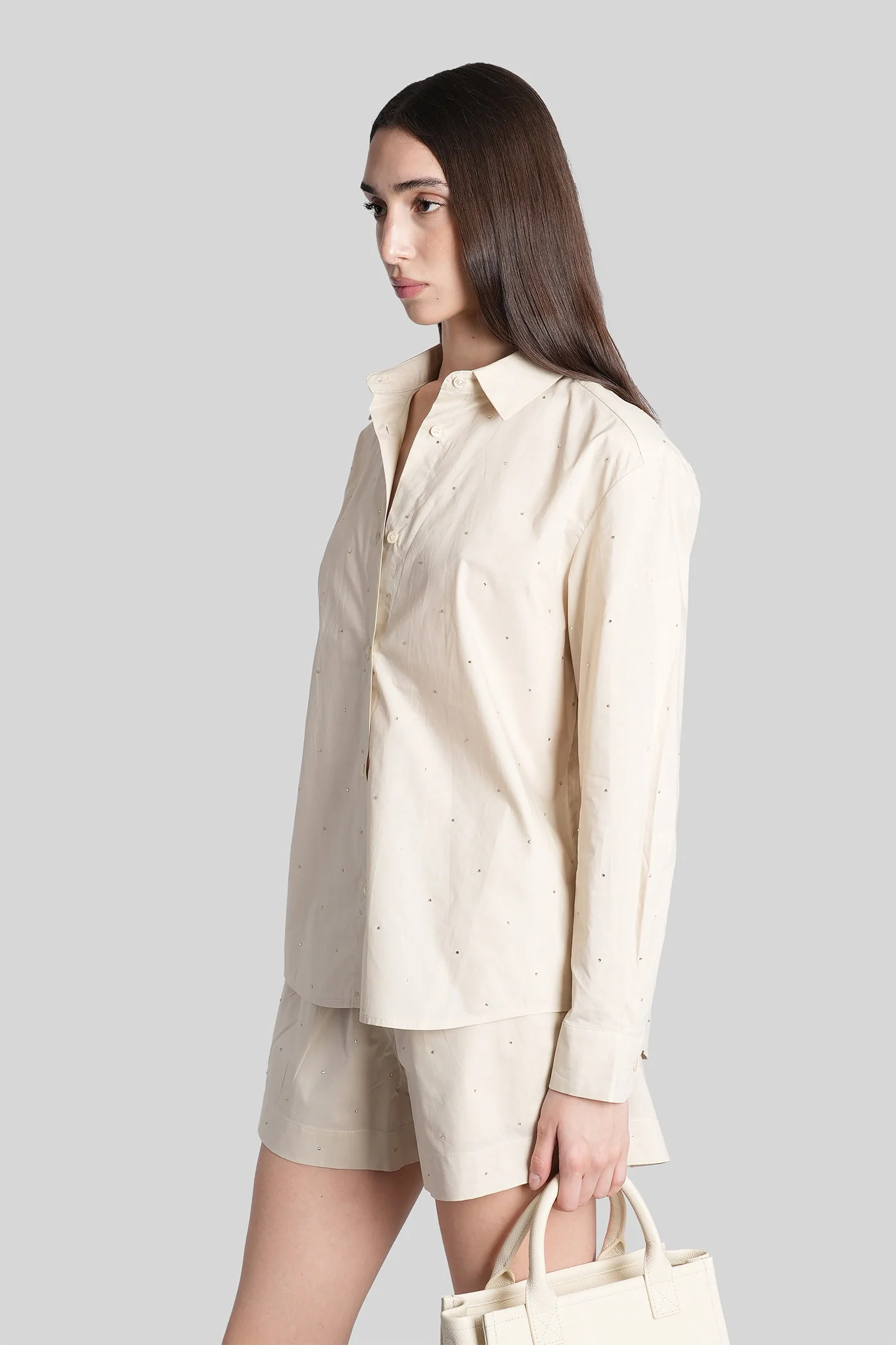 Meredith Shirt in beige cotton - Image 4