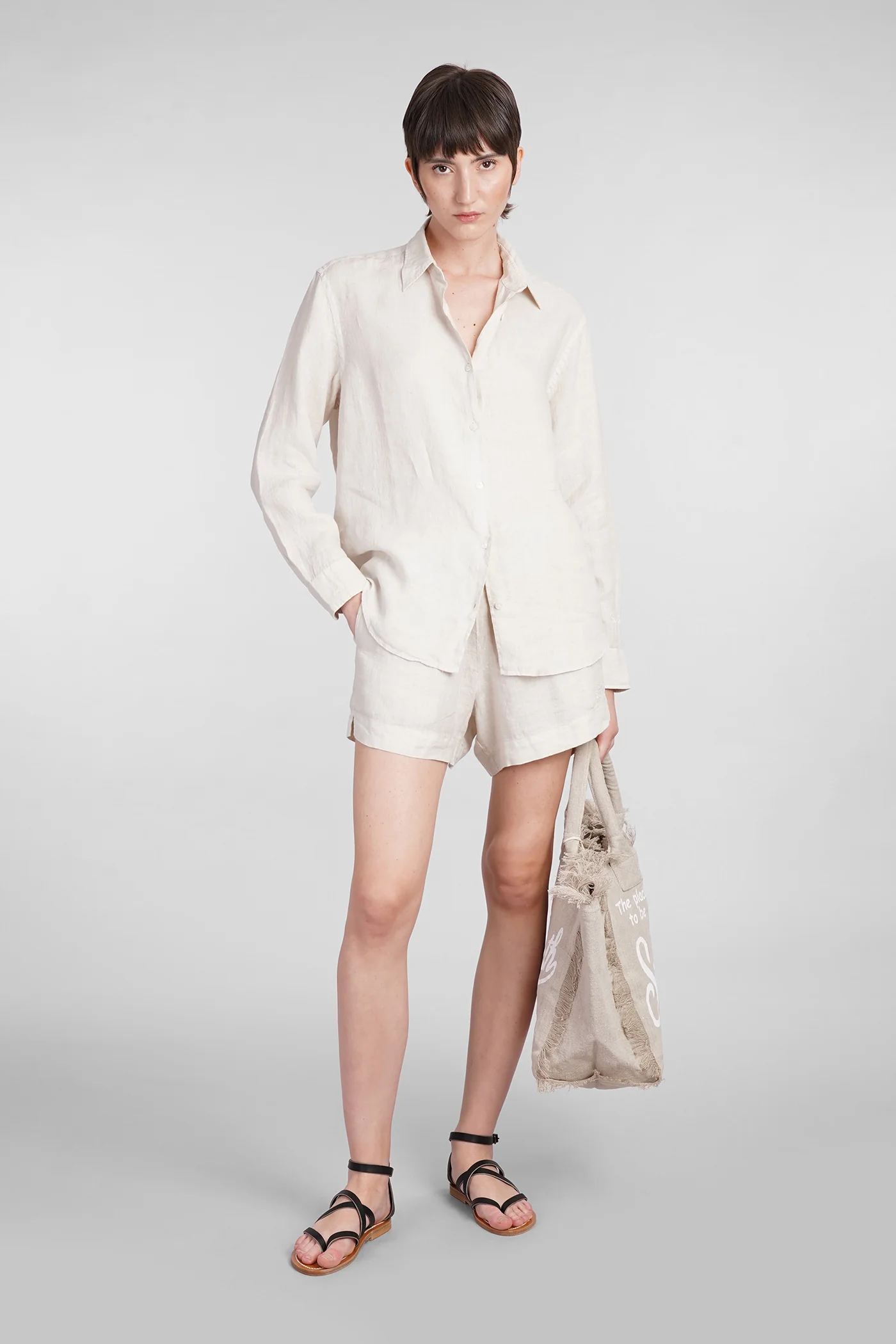 Meredith Shirt in beige linen - Image 2