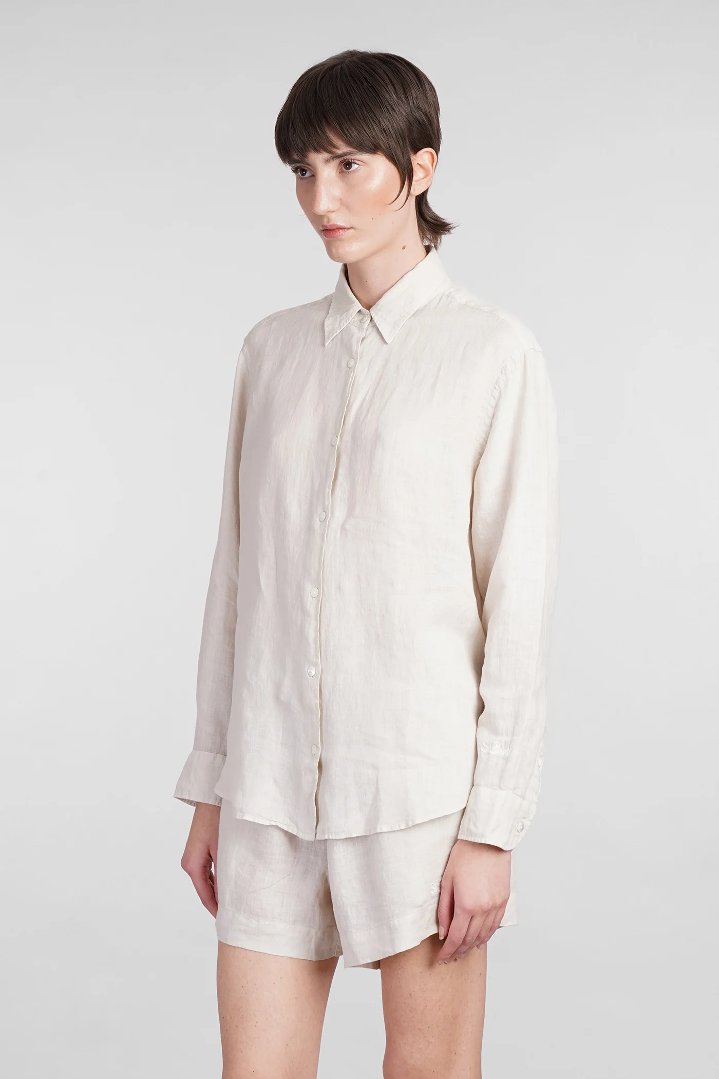 Meredith Shirt in beige linen - Image 4