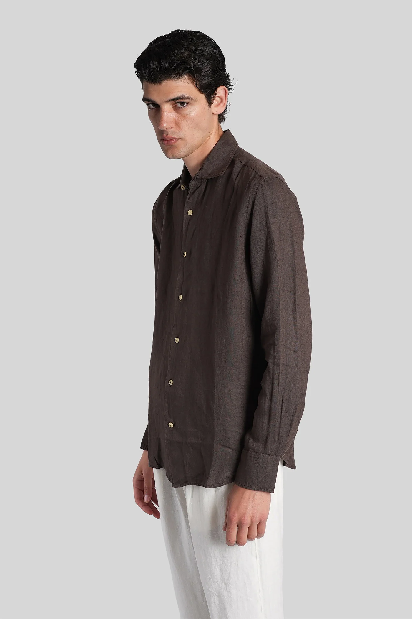 Pamploma Shirt in brown linen - Image 4