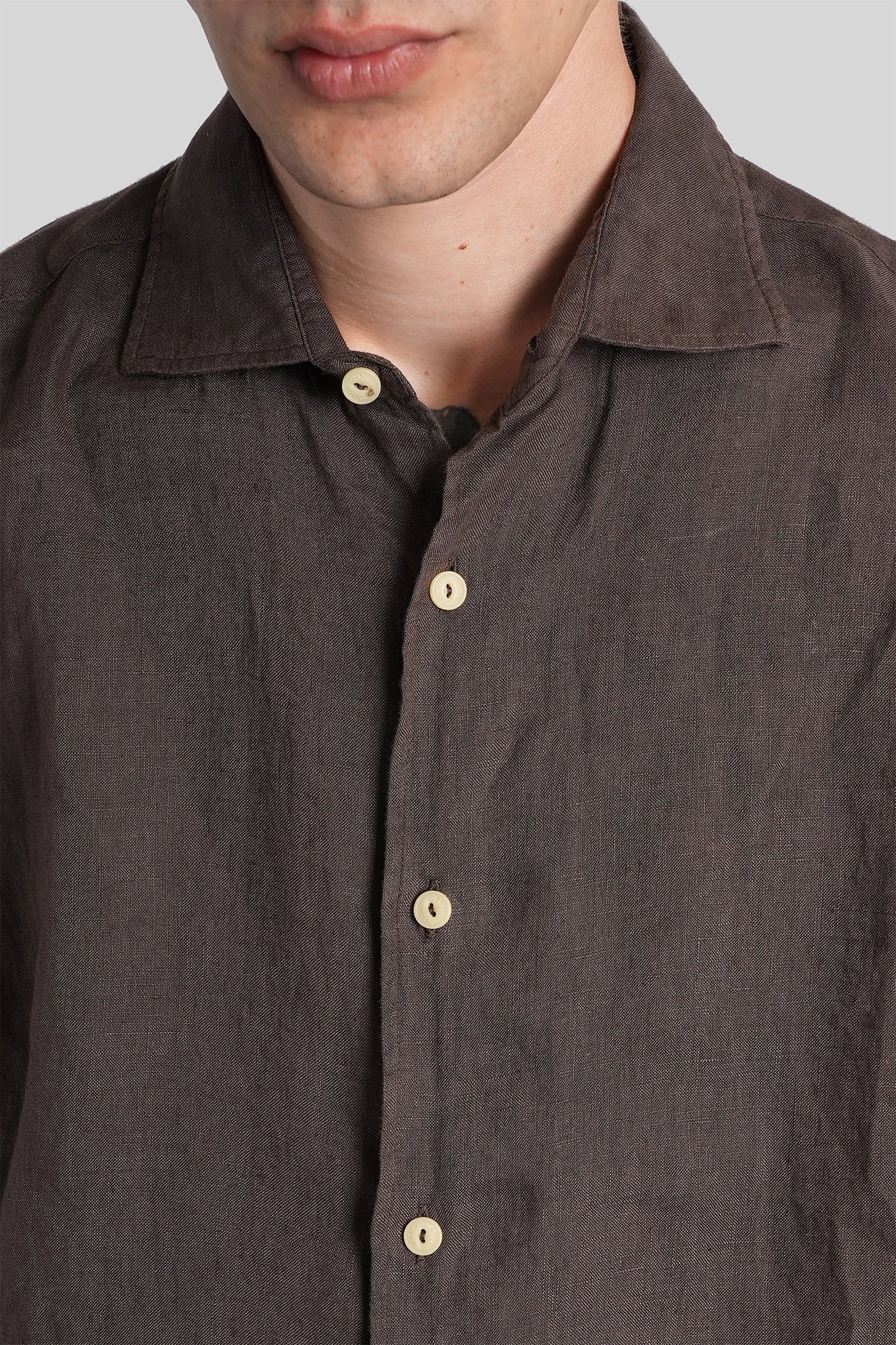 Pamploma Shirt in brown linen - Image 5