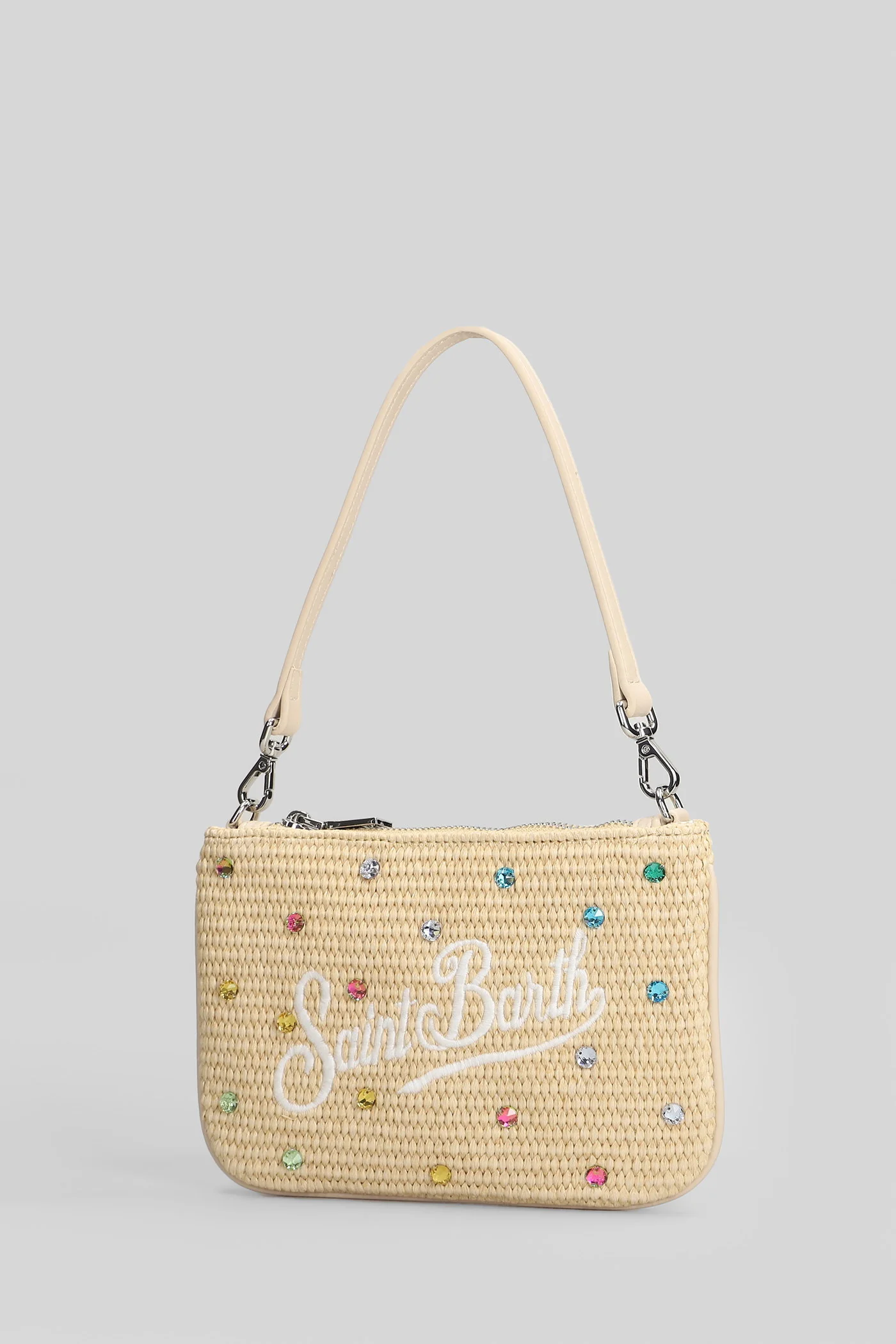 Parisienne Mini Stra Clutch in beige raffia - Image 2