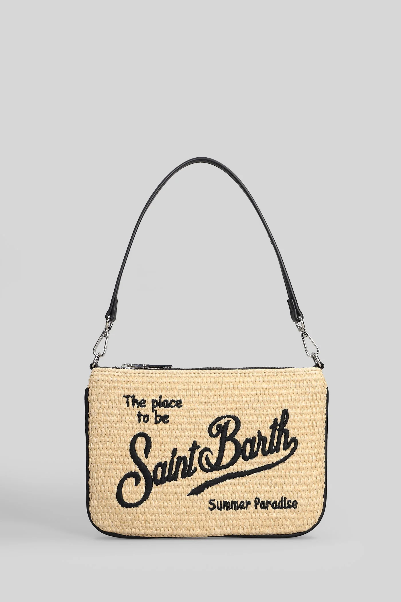 Parisienne Mini Stra Clutch in beige raffia