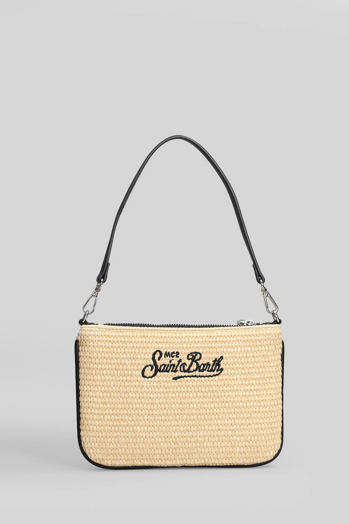 Parisienne Mini Stra Clutch in beige raffia - Image 3