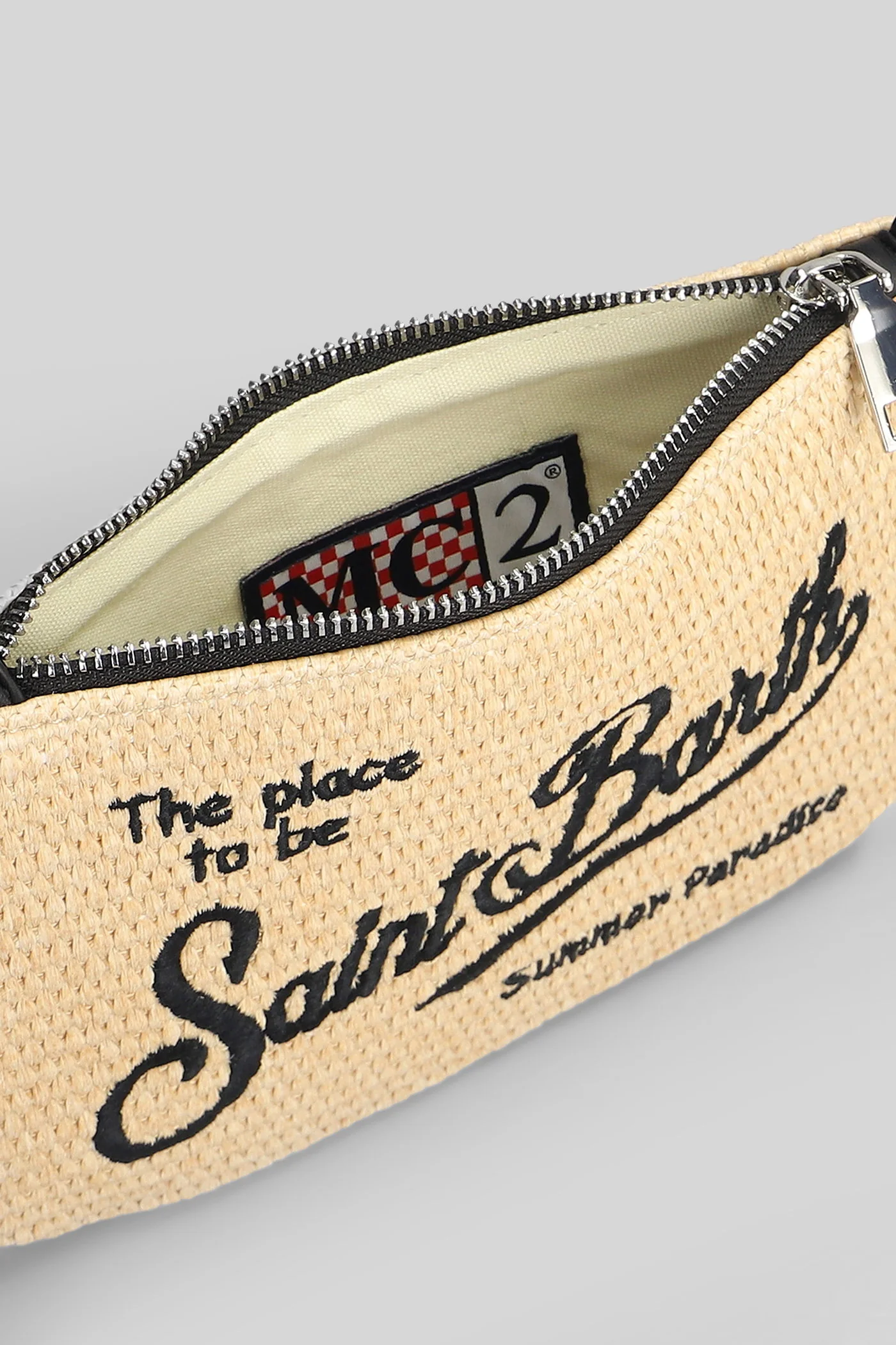 Parisienne Mini Stra Clutch in beige raffia - Image 4